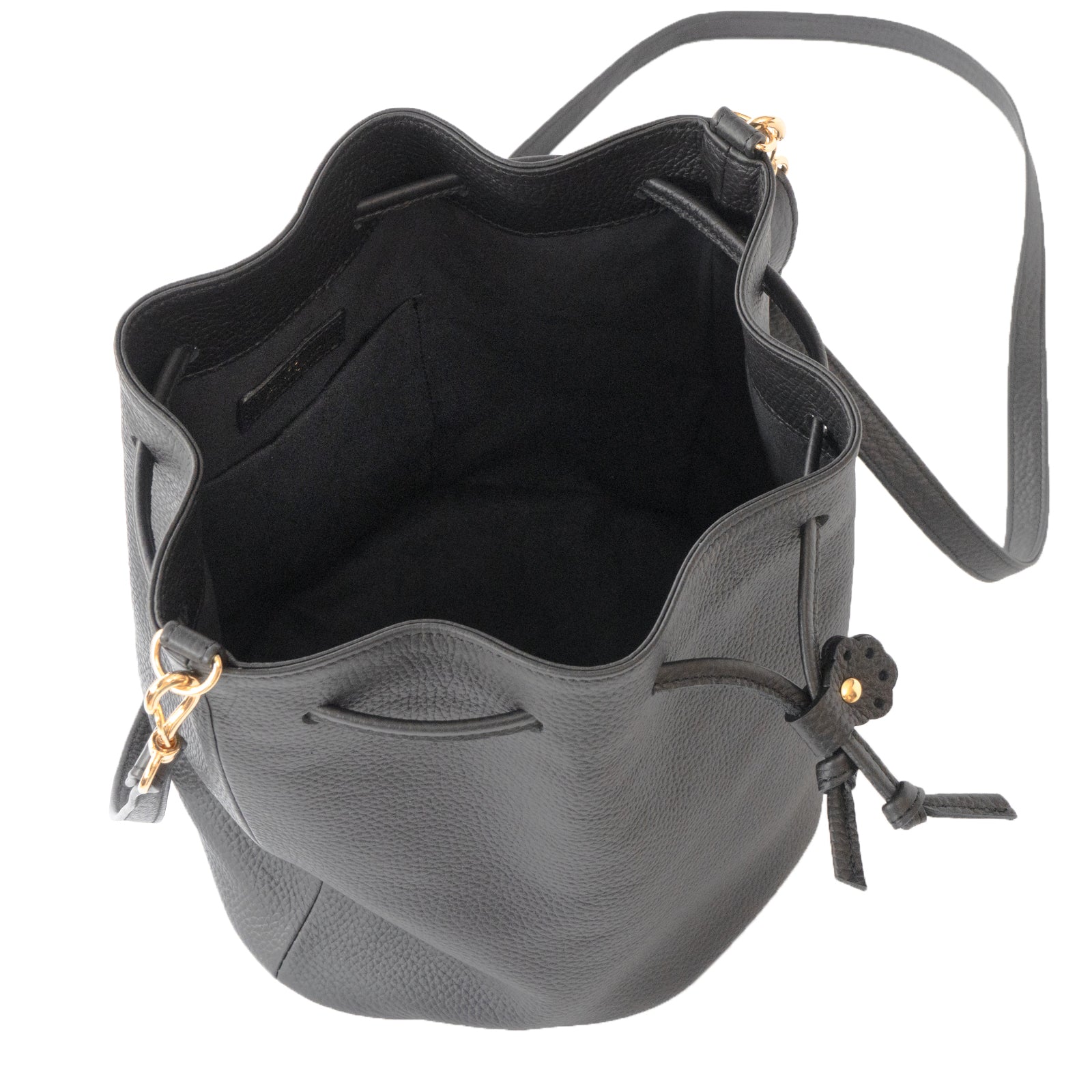 巾着ショルダーバッグ PAW  キュイール・マッシュ  /  ブラック [選べる金具]