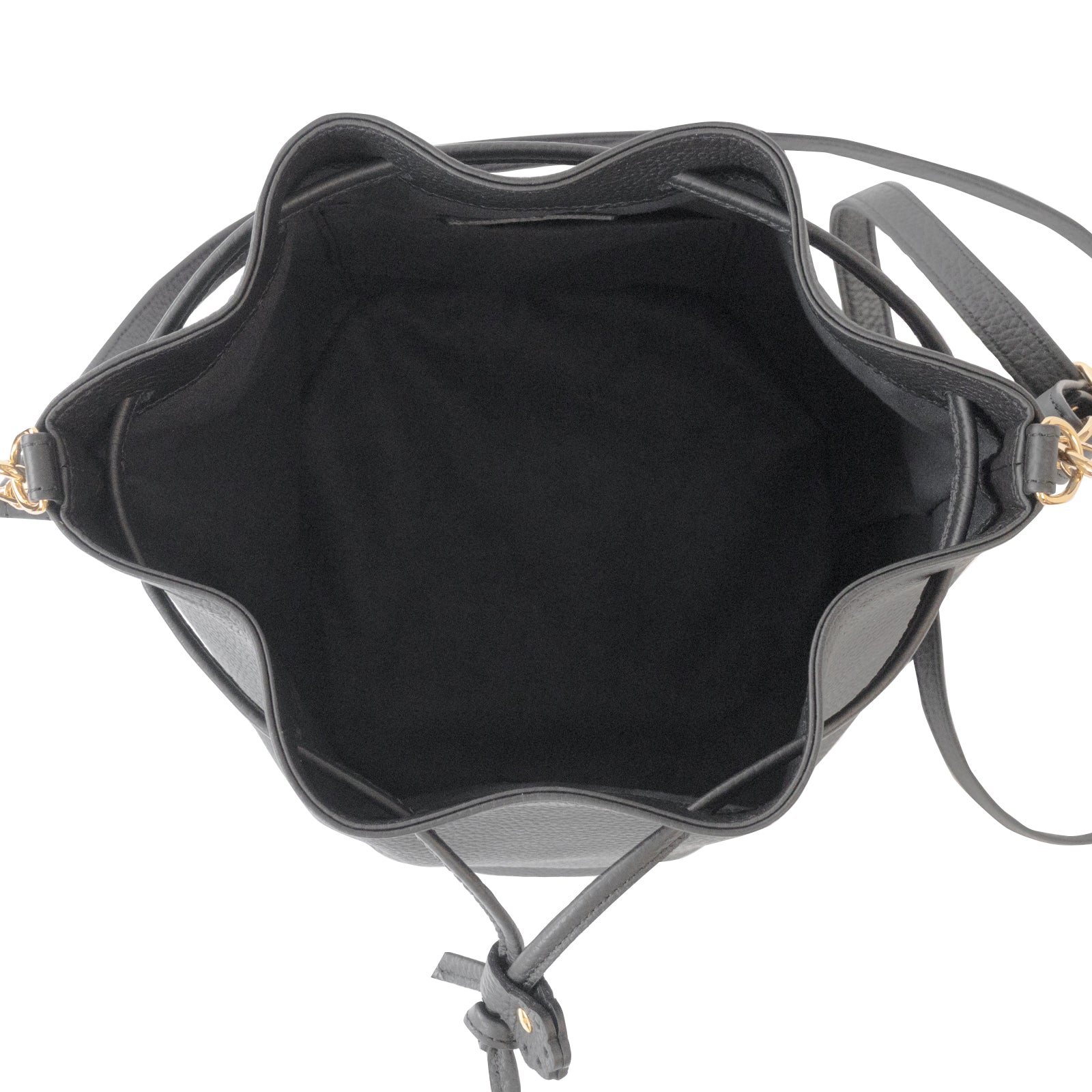 巾着ショルダーバッグ PAW  キュイール・マッシュ  /  ブラック [選べる金具]