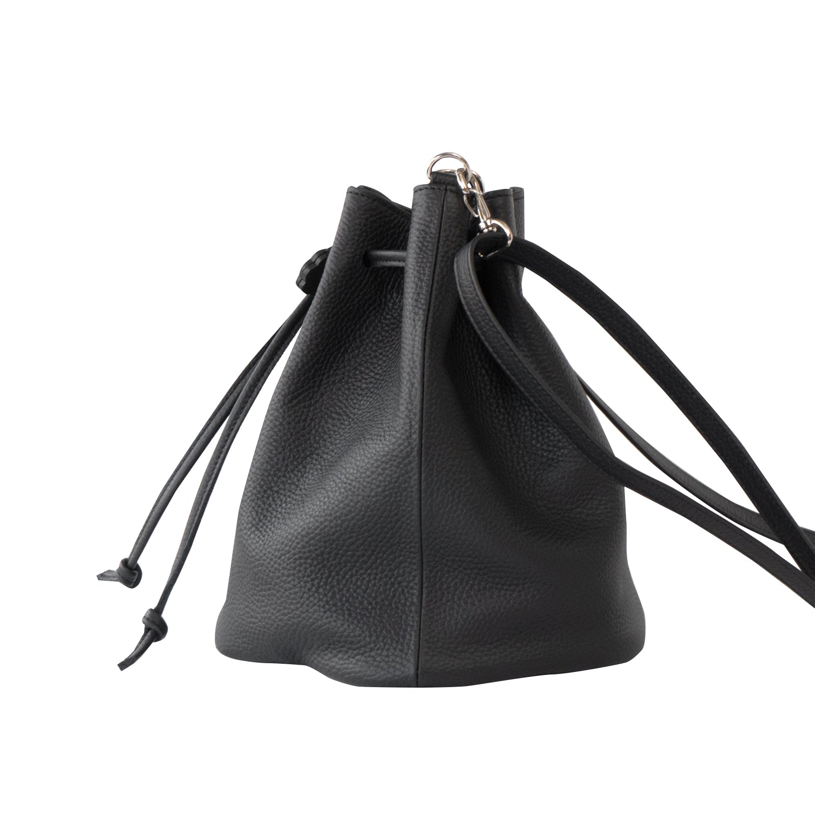 巾着ショルダーバッグ PAW  キュイール・マッシュ  /  ブラック [選べる金具]