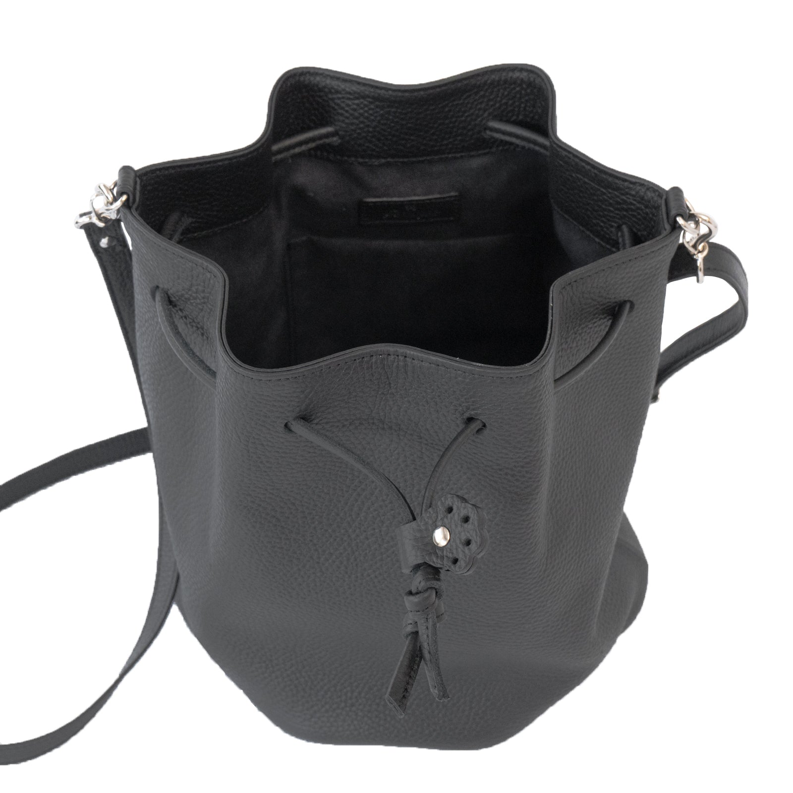 巾着ショルダーバッグ PAW  キュイール・マッシュ  /  ブラック [選べる金具]