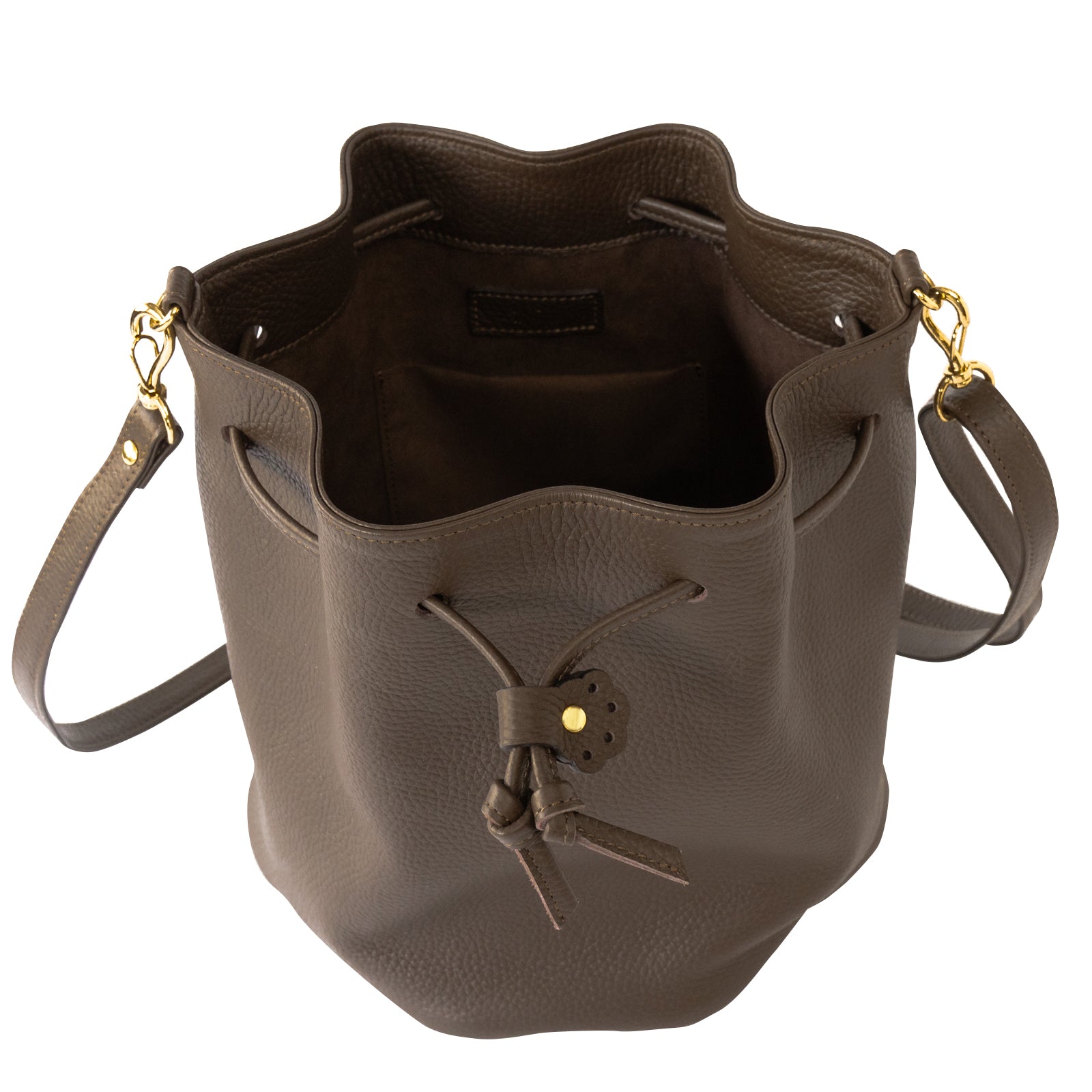 巾着ショルダーバッグ PAW  キュイール・マッシュ  /  チョコ