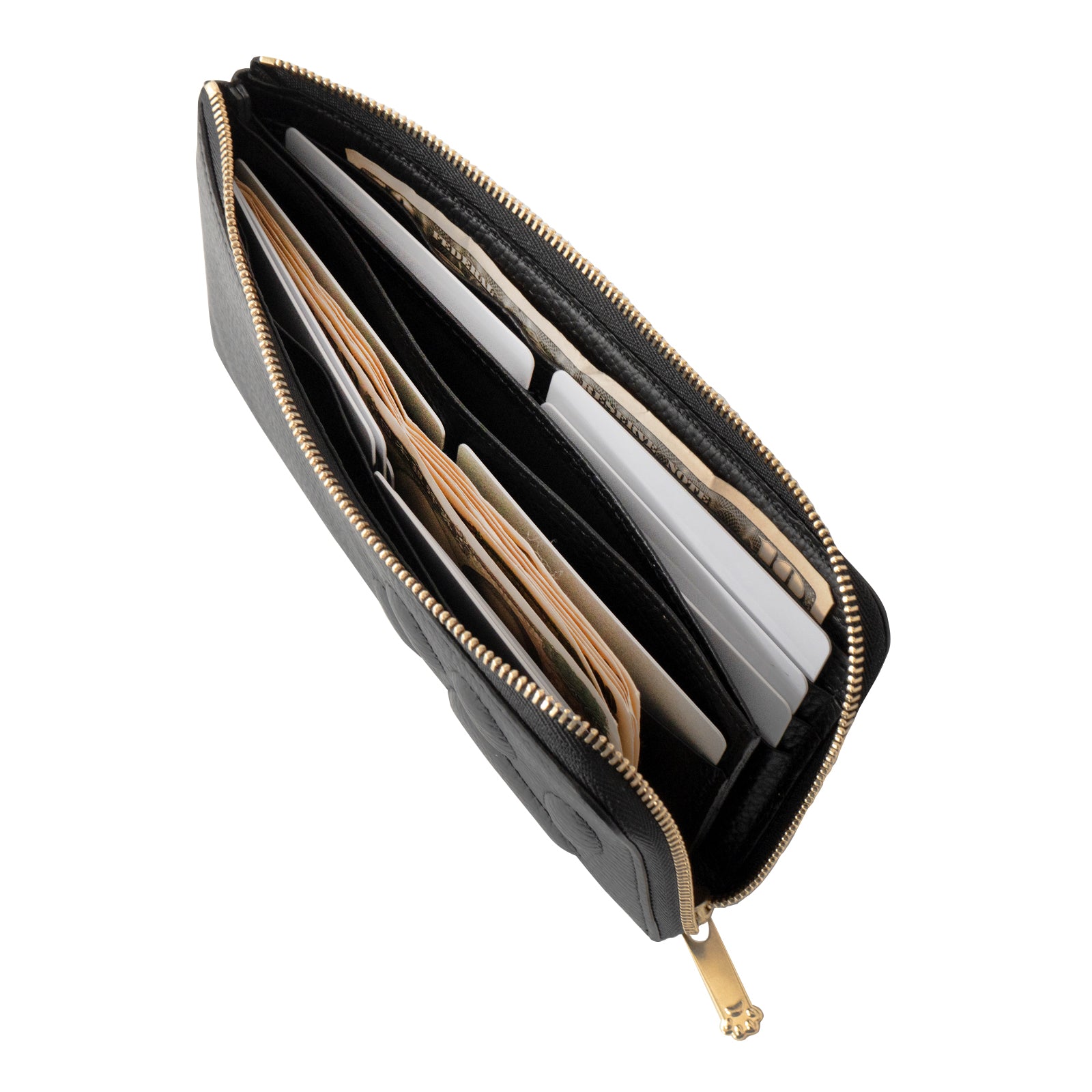 PAW L字ファスナー長財布　キュイール・マッシュ  /   ブラック