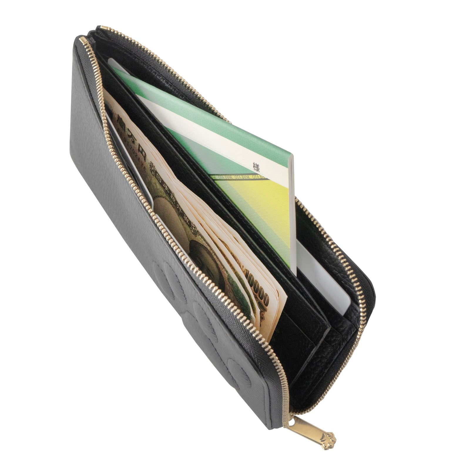 PAW L字ファスナー長財布　キュイール・マッシュ  /   ブラック