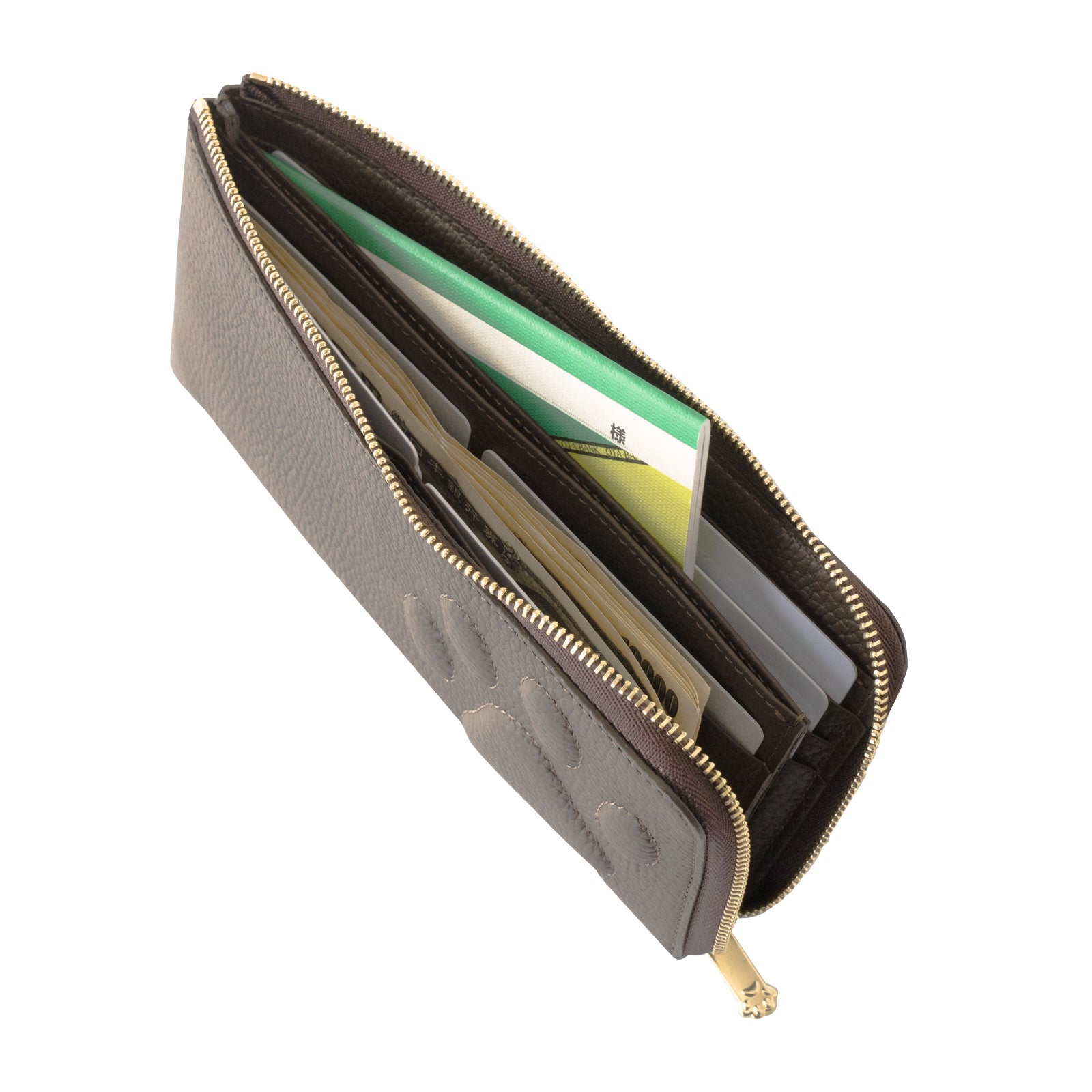 PAW L-shaped zipper long wallet Cuir Mache / Chocolate - Philosophii