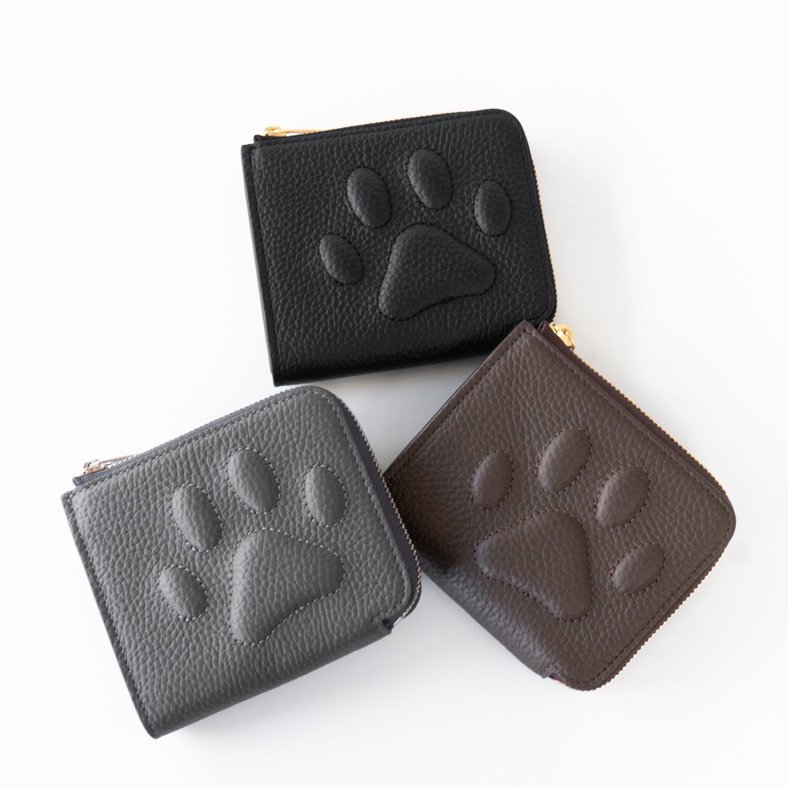 PAW L字ファスナーミニ財布　キュイール・マッシュ  /   チョコ