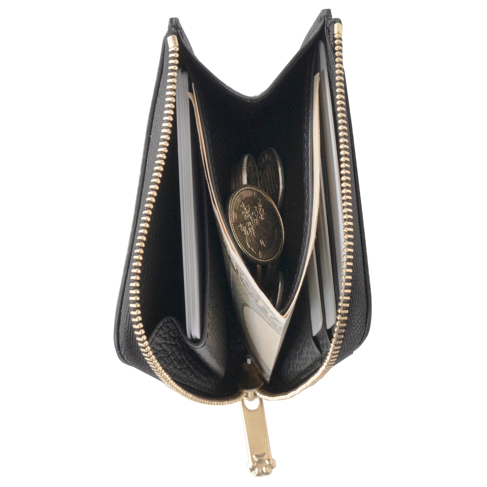 PAW L字ファスナーミニ財布　キュイール・マッシュ  /   ブラック