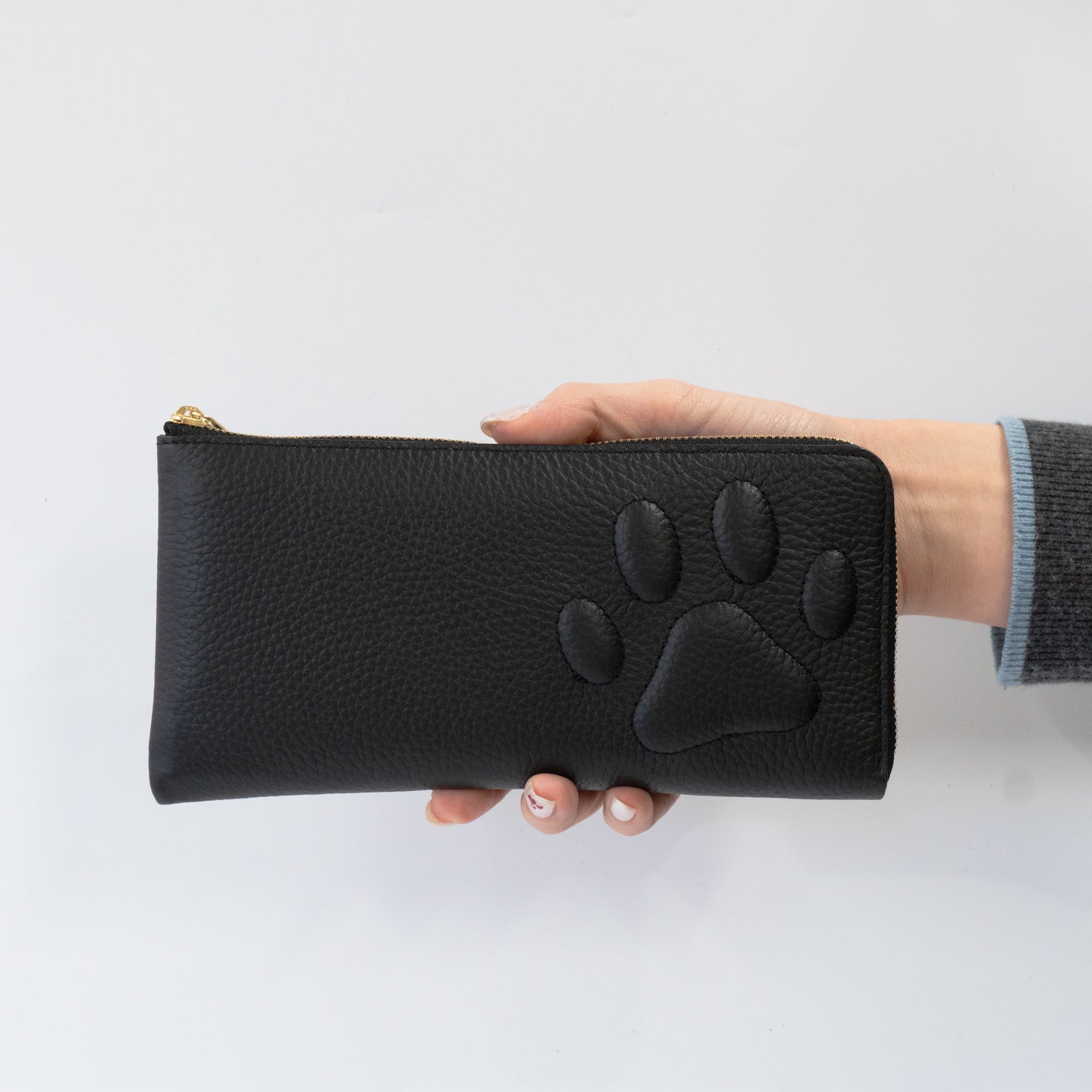 PAW L字ファスナー長財布　キュイール・マッシュ  /   ブラック