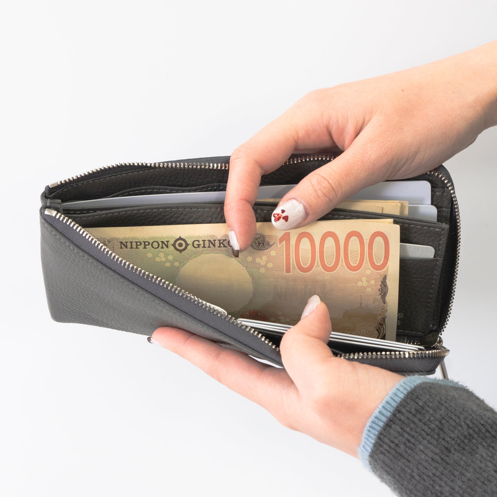 PAW L字ファスナー長財布　キュイール・マッシュ  /   グラファイト