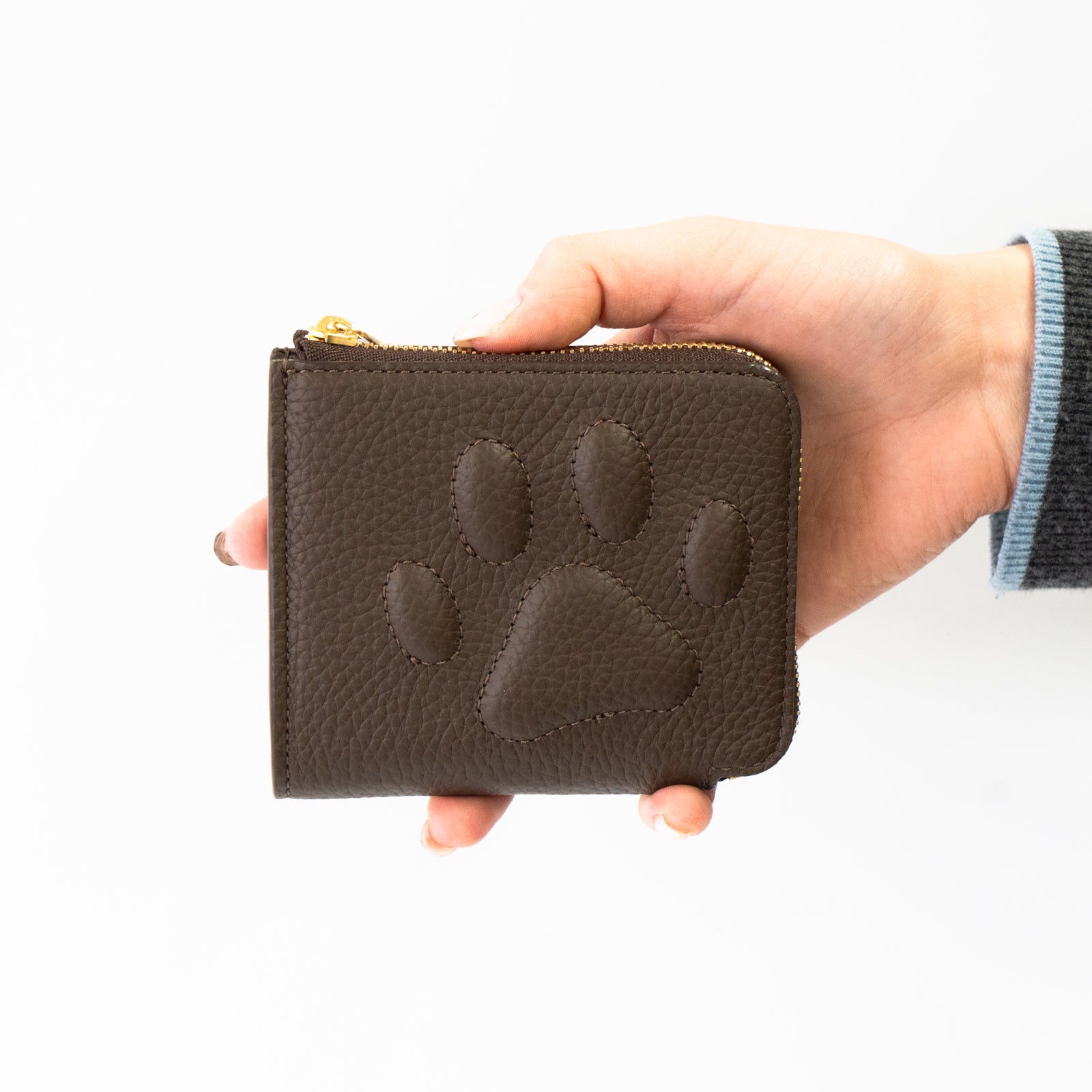 PAW L字ファスナーミニ財布　キュイール・マッシュ  /   チョコ