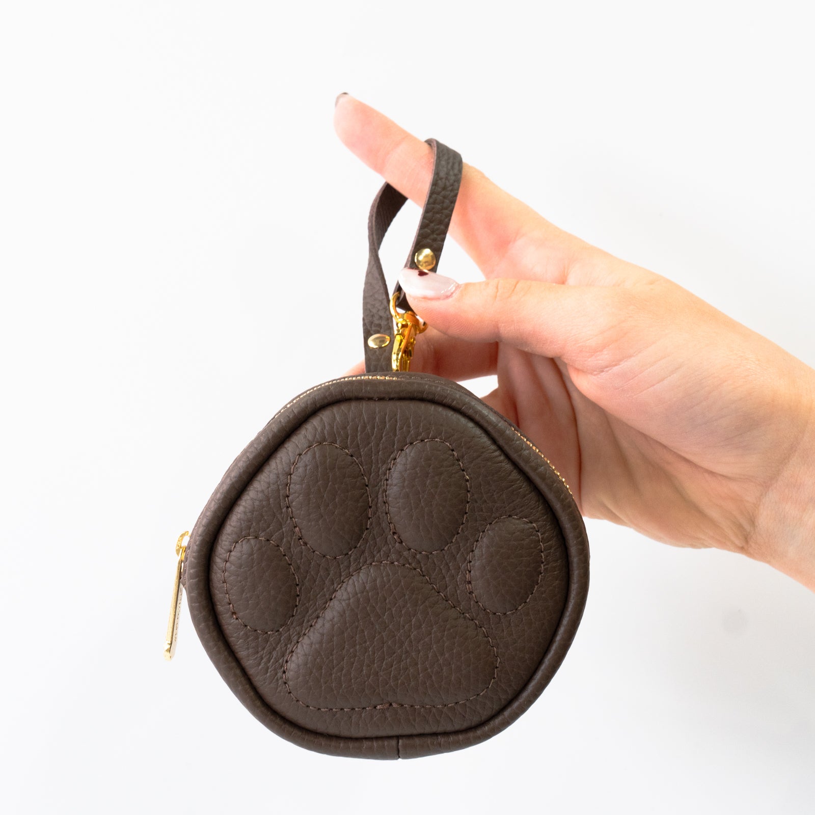 PAWチャームポーチ　キュイール　マッシュ  /  チョコ