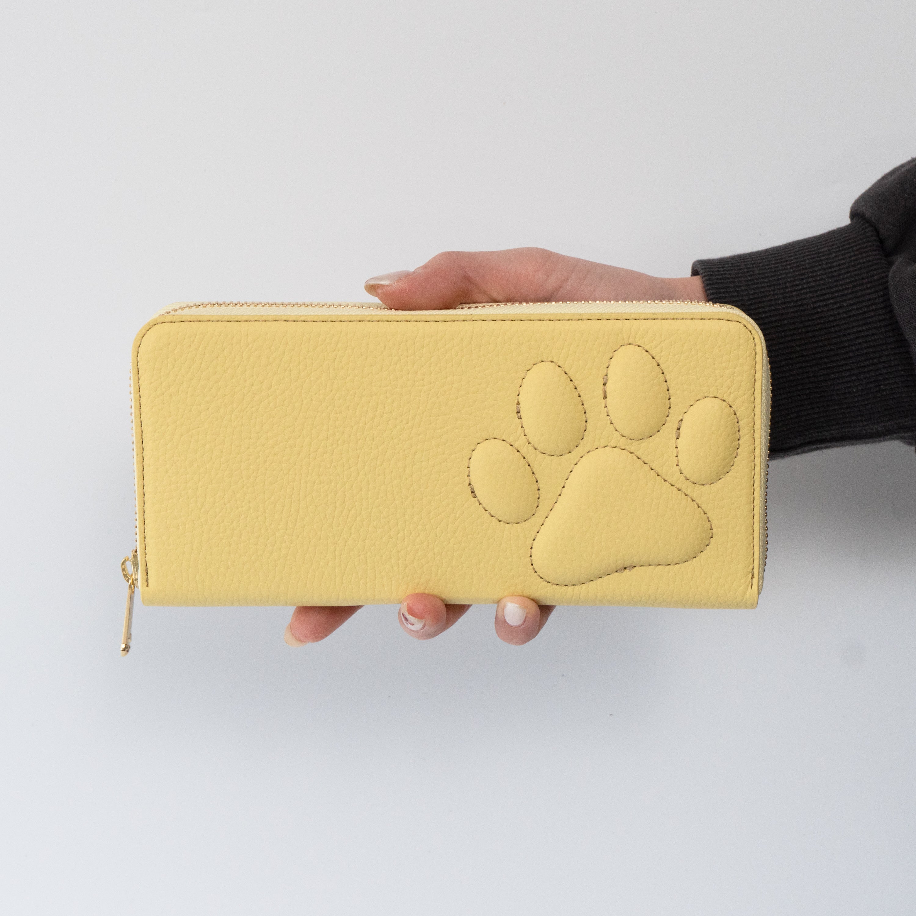 PAWラウンドファスナー長財布   キュイール・マッシュ  /  ジョーヌプッサン