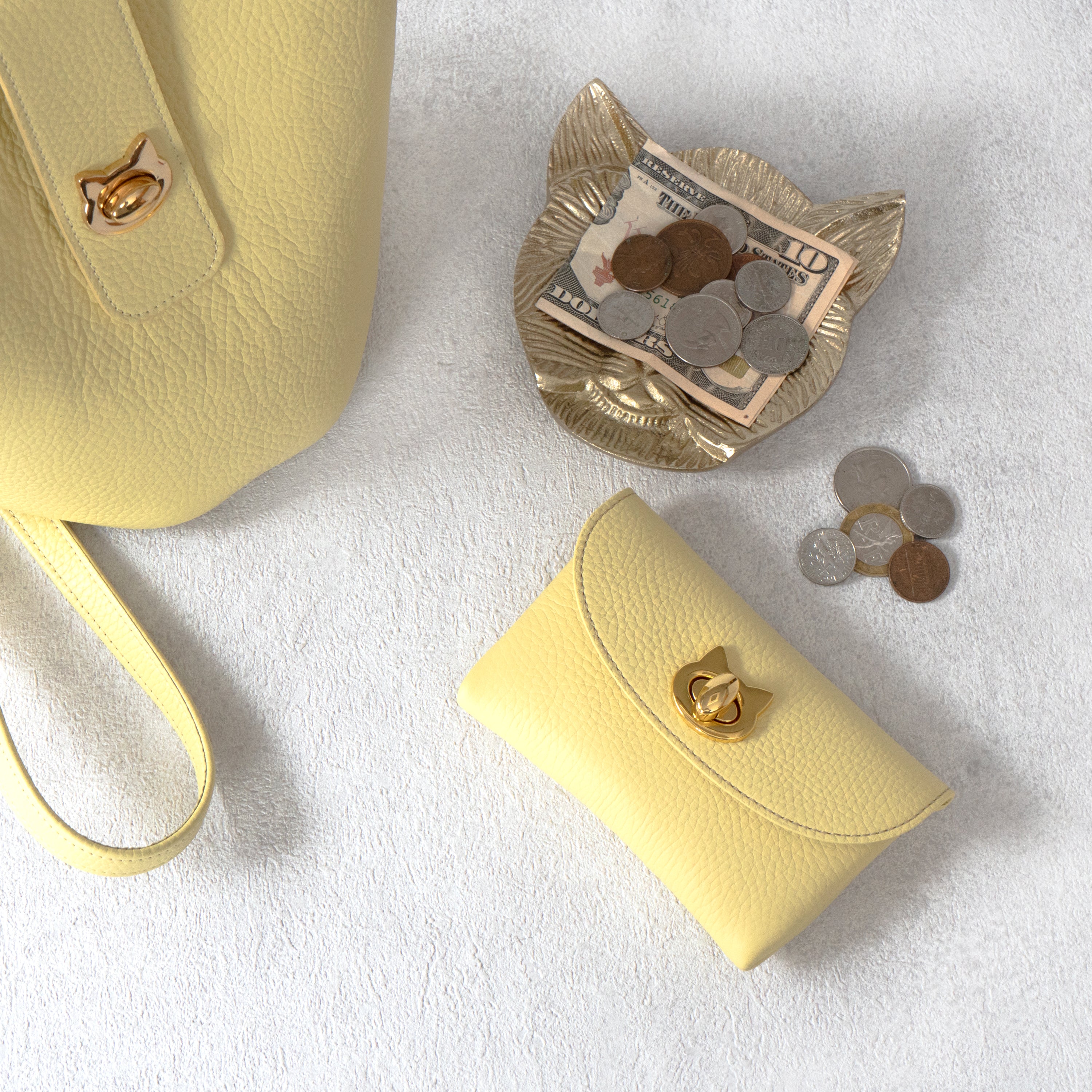 フラップウォレット・フルーニャ ミディアム　キュイール・マッシュ / ジョーヌプッサン