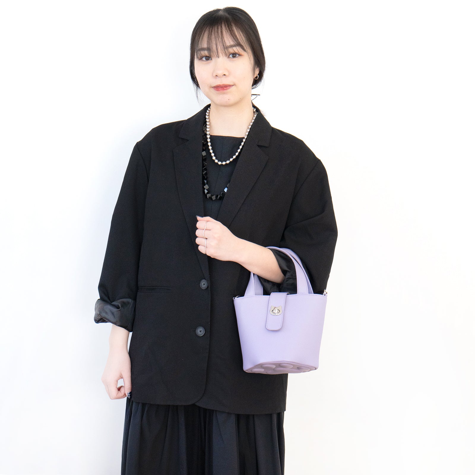 【3/20(金)20:00～ 数量限定】【さくらねこの日特別SET】チェーンショルダー付きミニバッグ・PAW  (パウ)   さくらねこチャームSET  / ラベンダー