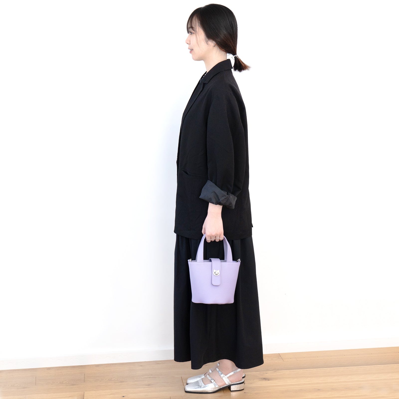 【3/20(金)20:00～ 数量限定】【さくらねこの日特別SET】チェーンショルダー付きミニバッグ・PAW  (パウ)   さくらねこチャームSET  / ラベンダー