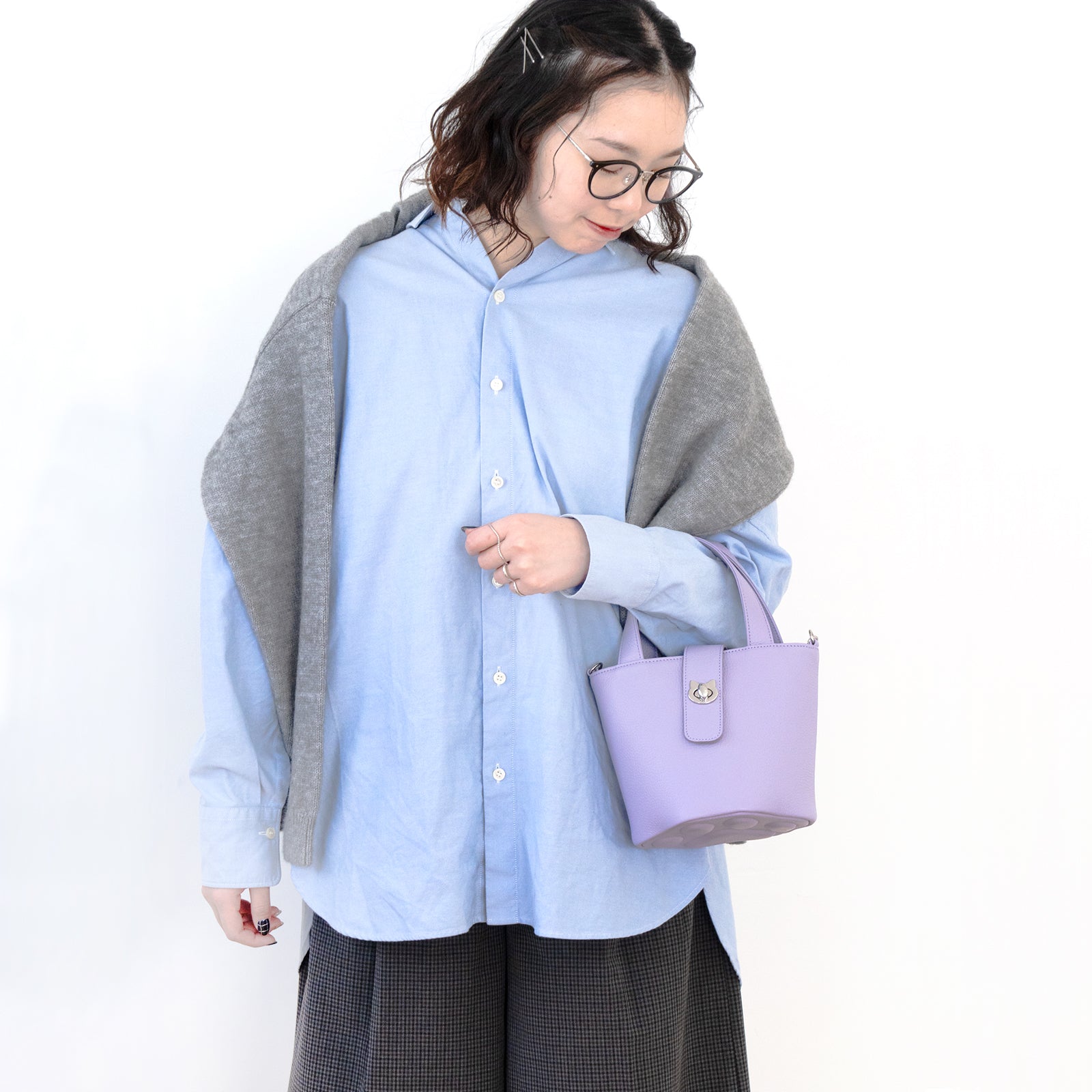 【3/20(金)20:00～ 数量限定】【さくらねこの日特別SET】チェーンショルダー付きミニバッグ・PAW  (パウ)   さくらねこチャームSET  / ラベンダー