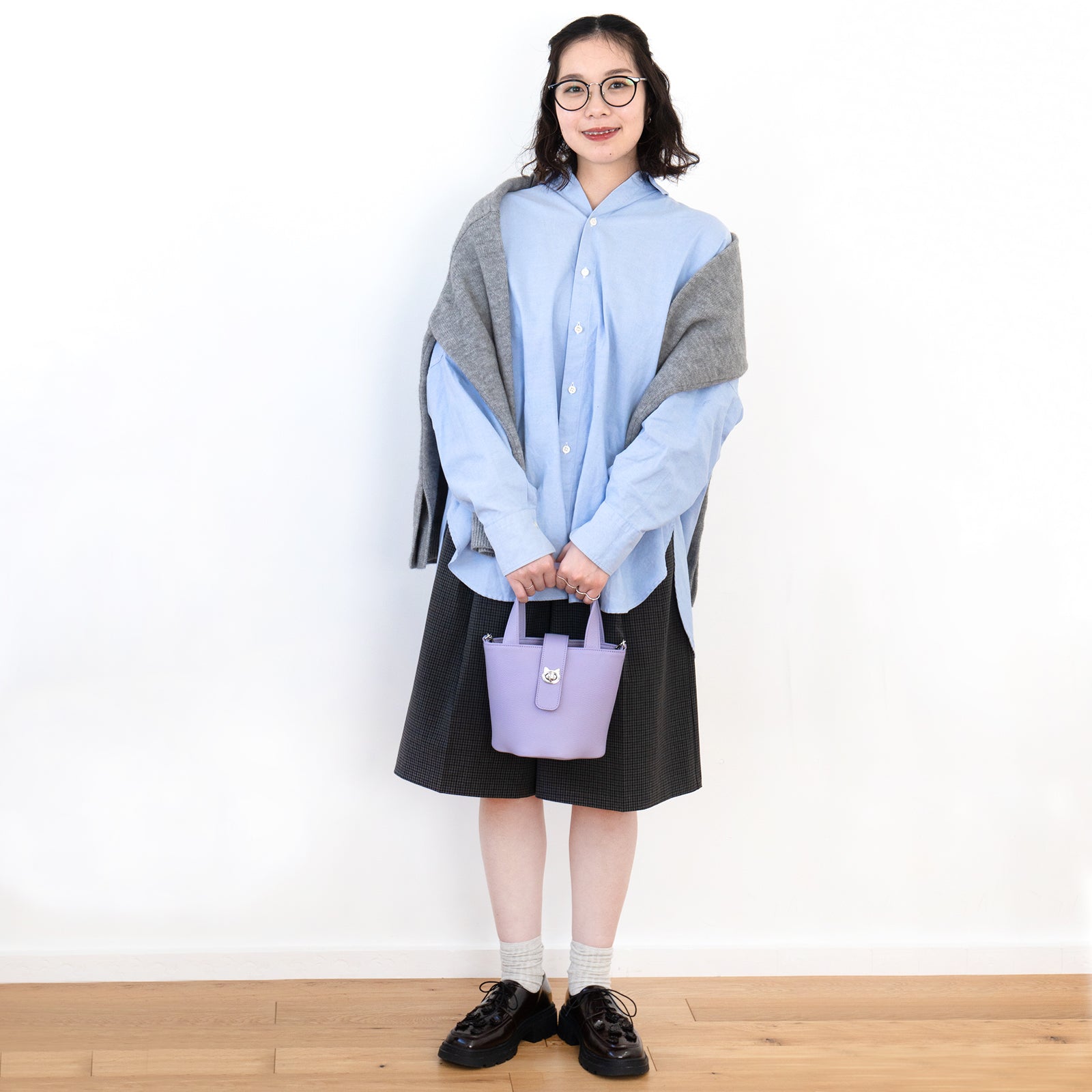 【3/20(金)20:00～ 数量限定】【さくらねこの日特別SET】チェーンショルダー付きミニバッグ・PAW  (パウ)   さくらねこチャームSET  / ラベンダー