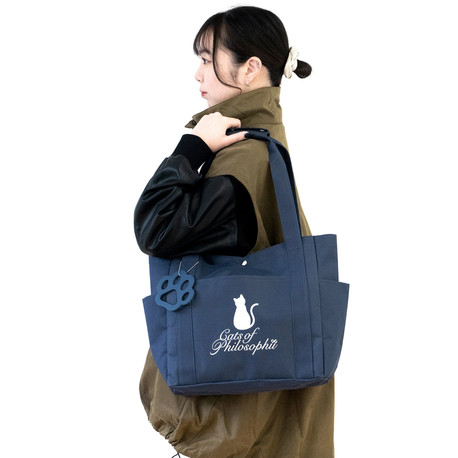 保護猫チャリティー ロゴトート / ネイビー-Philosophii &lt