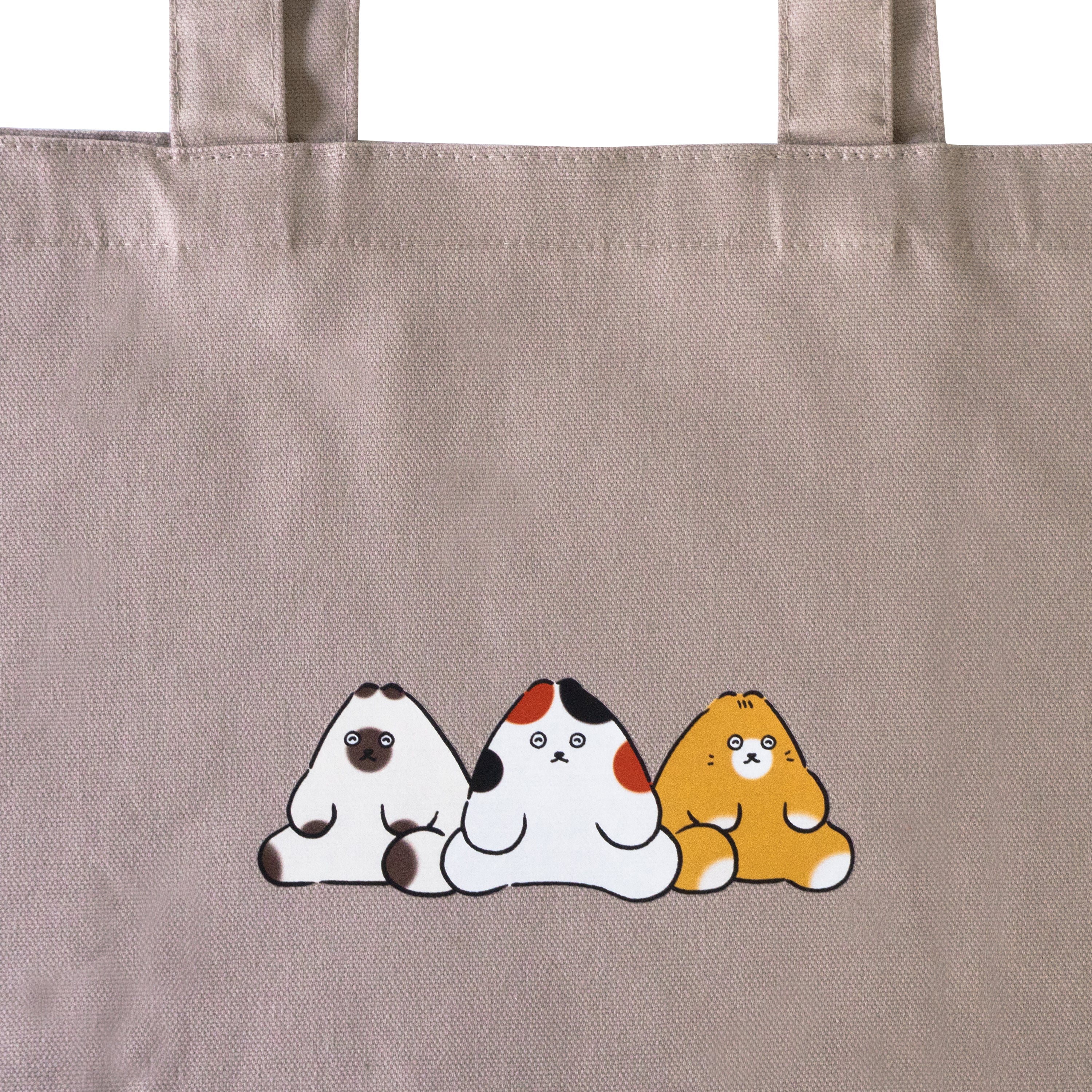【期間限定：3月20日(金)22:00～22日(日)】にゃんぺんトートバッグ・M  [仲良し3にゃんぺんず]  /  グレージュ