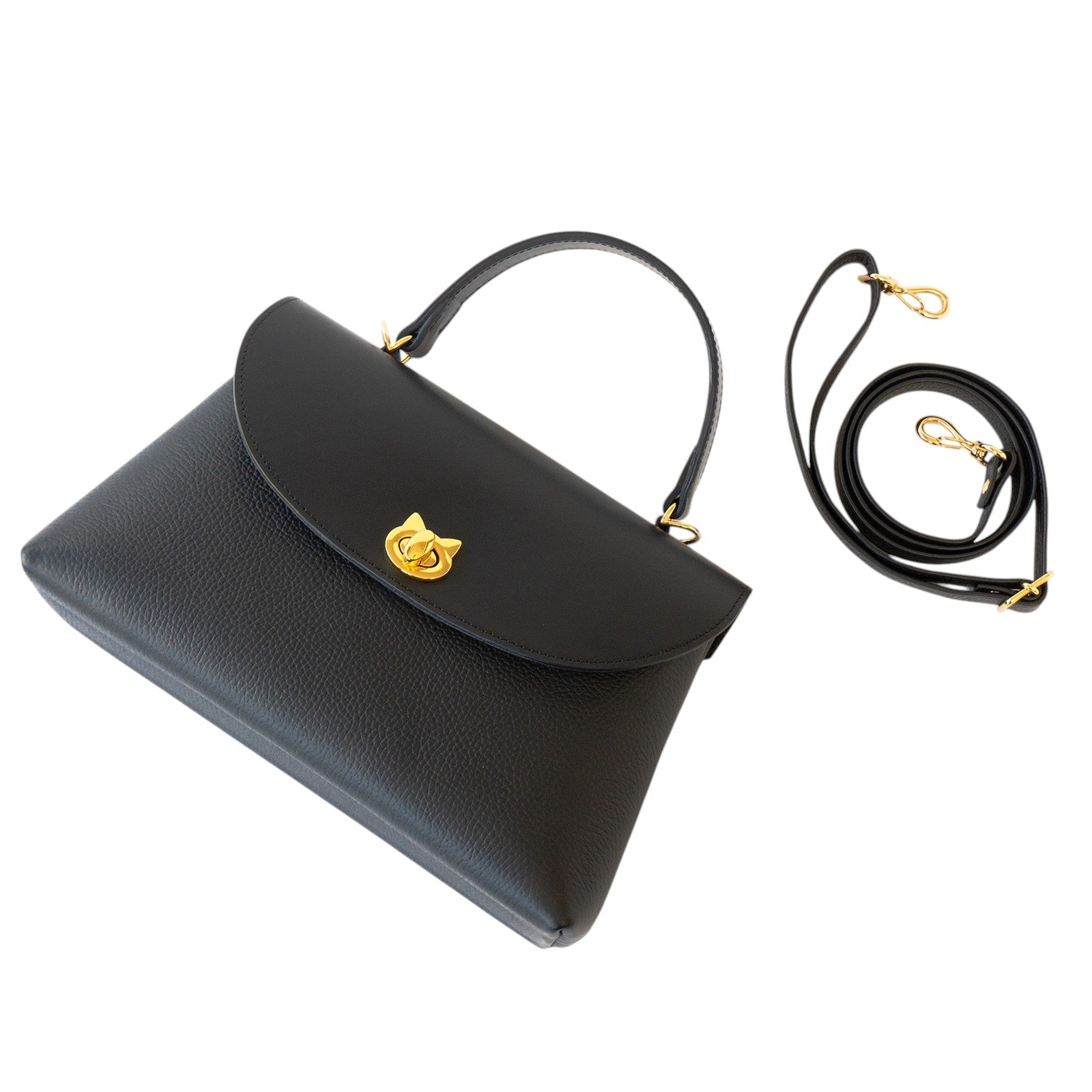 【受注販売：7/24(金)22:00～26(日)】【初回10%OFF】フラップコンビハンドバッグ  /  ブラック