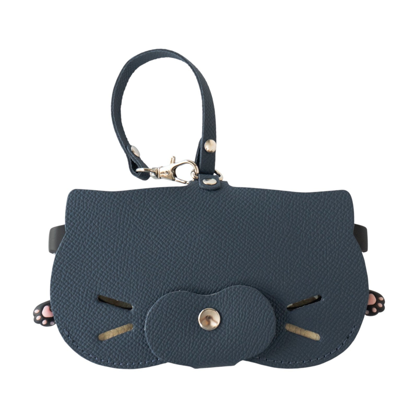 にゃんフェイス めがねケース   キュイール・ミネルバ  /  ブルーフランス