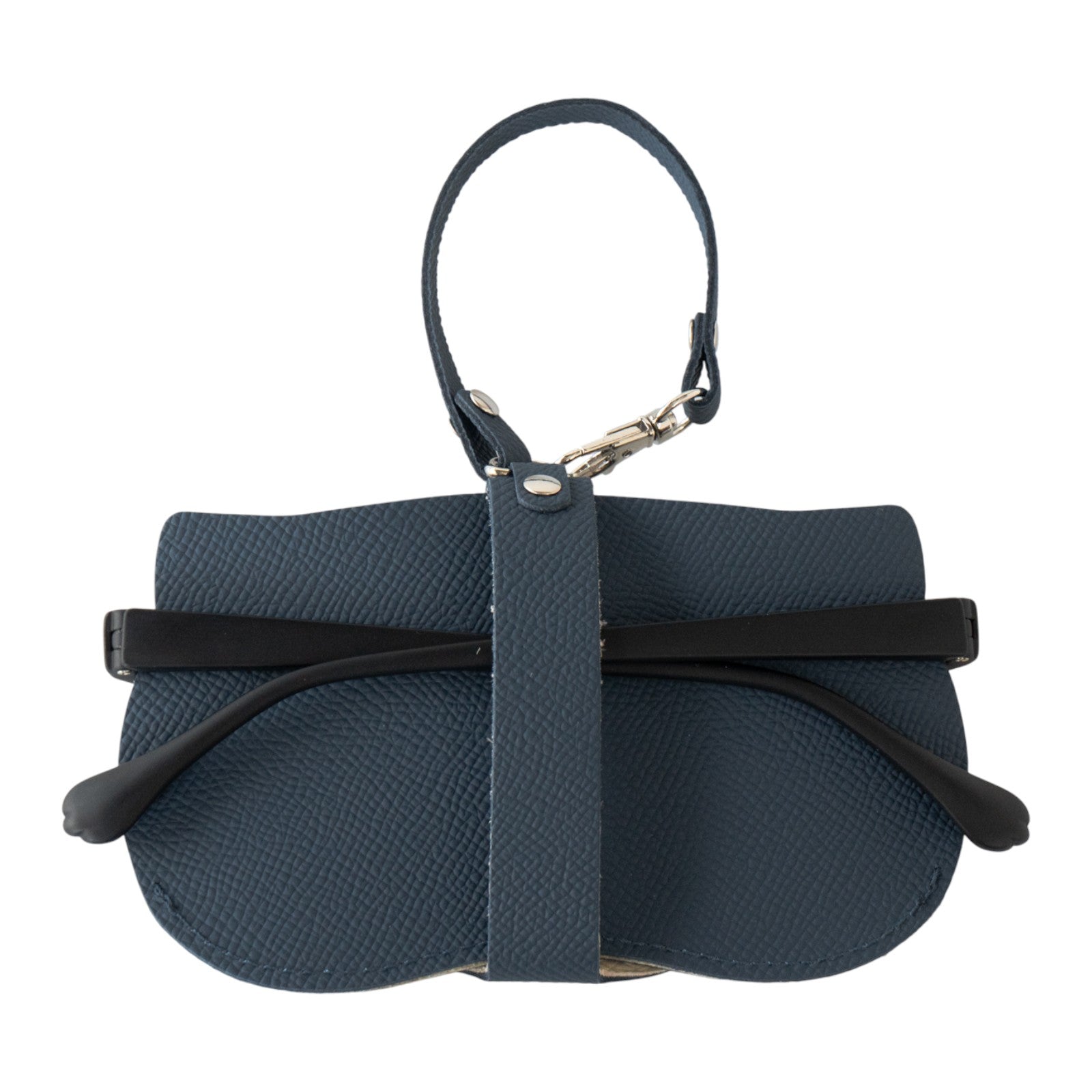 にゃんフェイス めがねケース   キュイール・ミネルバ  /  ブルーフランス