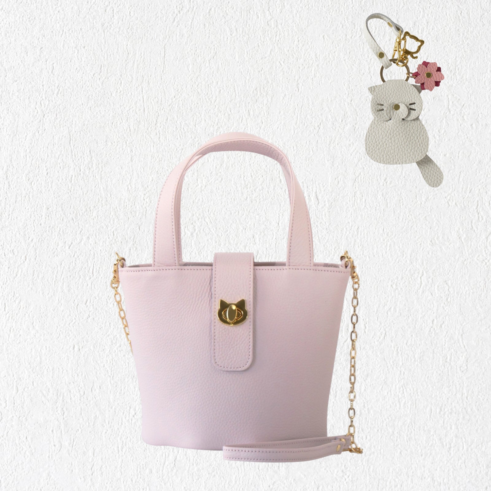 【3/20(金)20:00～ 数量限定】【さくらねこの日特別SET】チェーンショルダー付きミニバッグ・PAW  (パウ)   さくらねこチャームSET  / モーヴシルヴェスティン