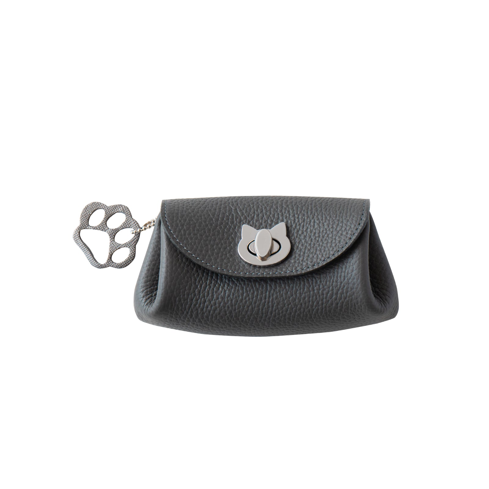 【8月限定・にゃつまつり】【数量限定】シェルポーチ CAT　キュイール・マッシュ  /  グラファイト