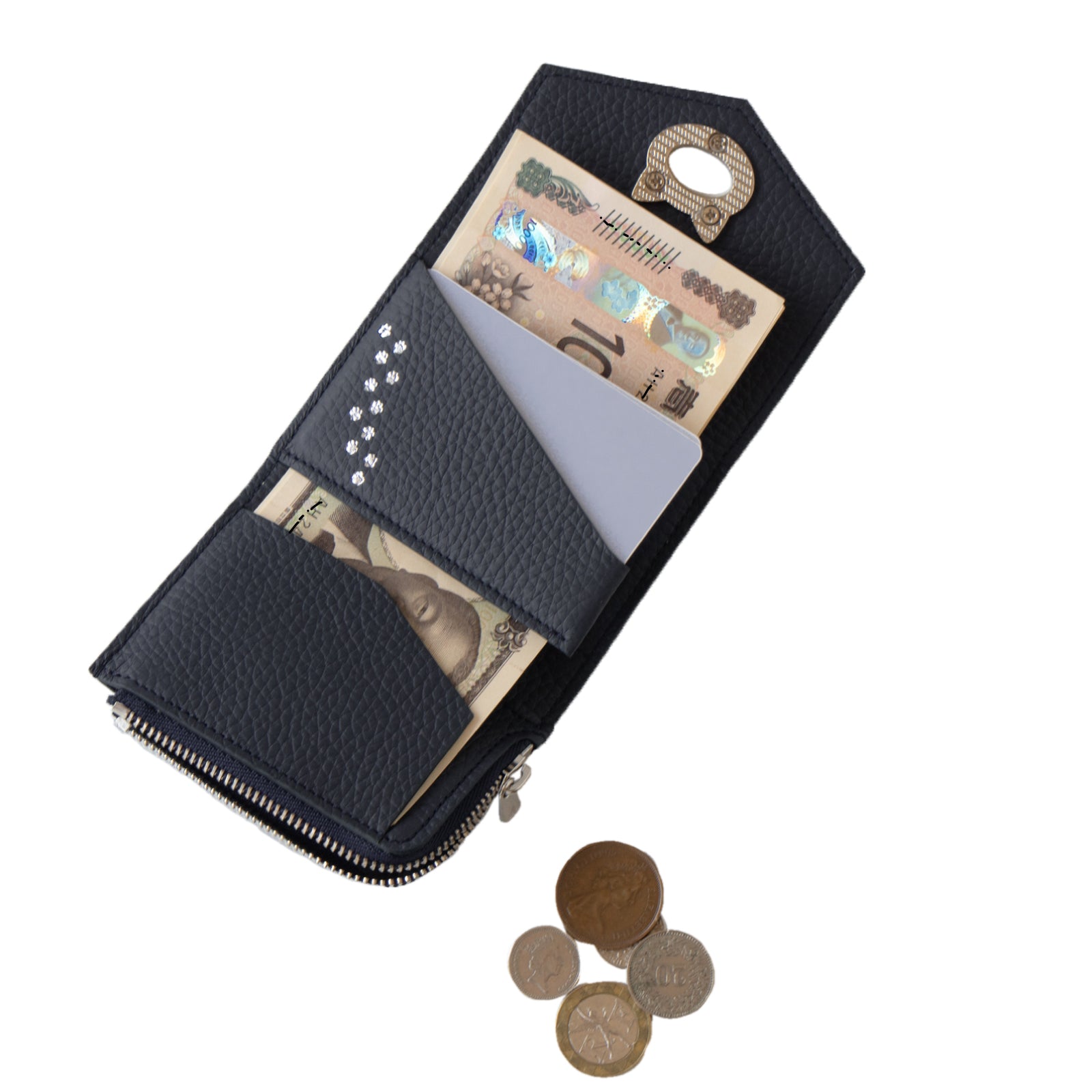 Handy Wallet Nyapela Cuir Mache / Blue Nuit