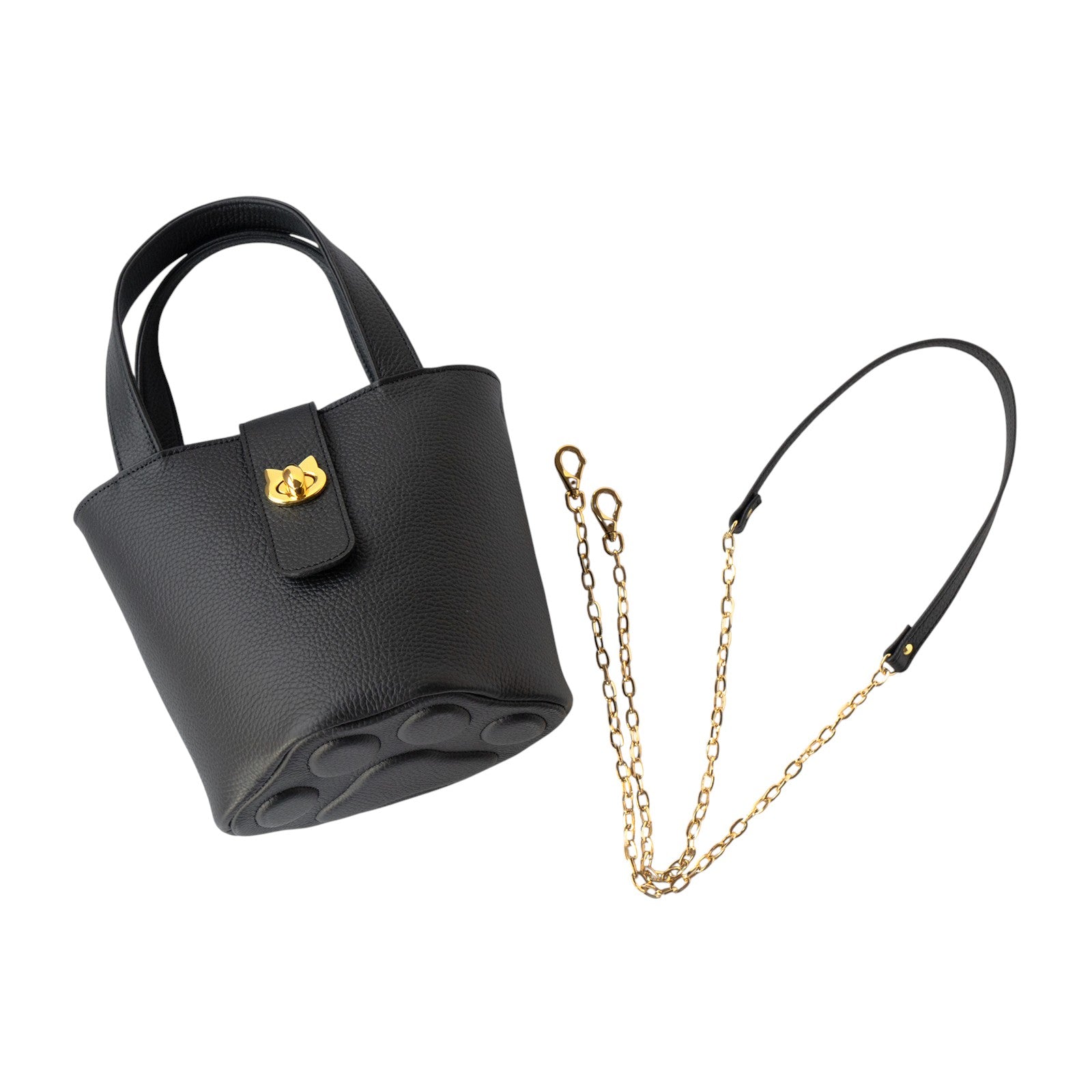 【12/7(日)22:00～ 26時間限定販売】【数量限定】 チェーンショルダー付きミニバッグ・PAW  (パウ)   / ブラック [選べる金具]