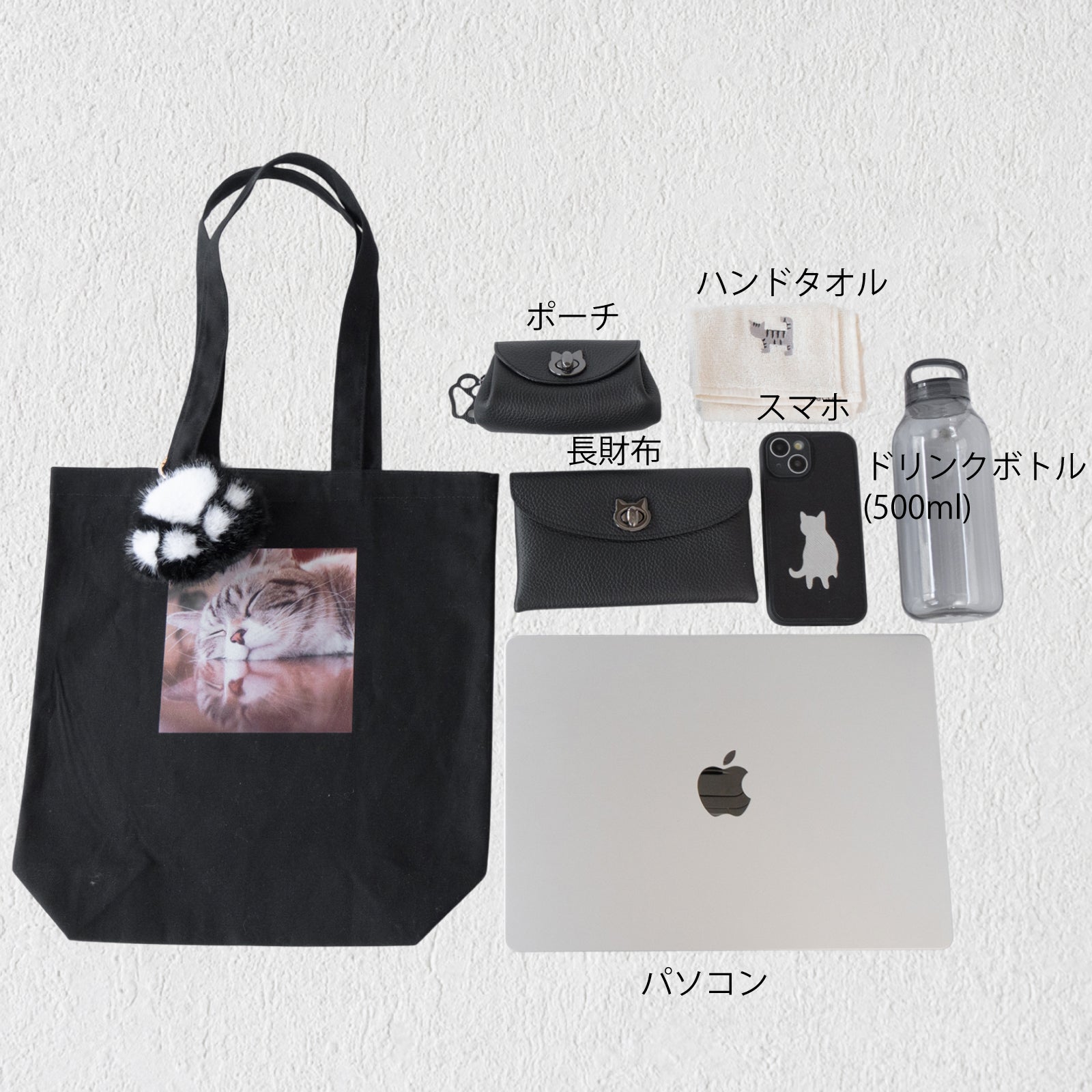 うちのこPHOTOトートバッグ・M  /ブラック