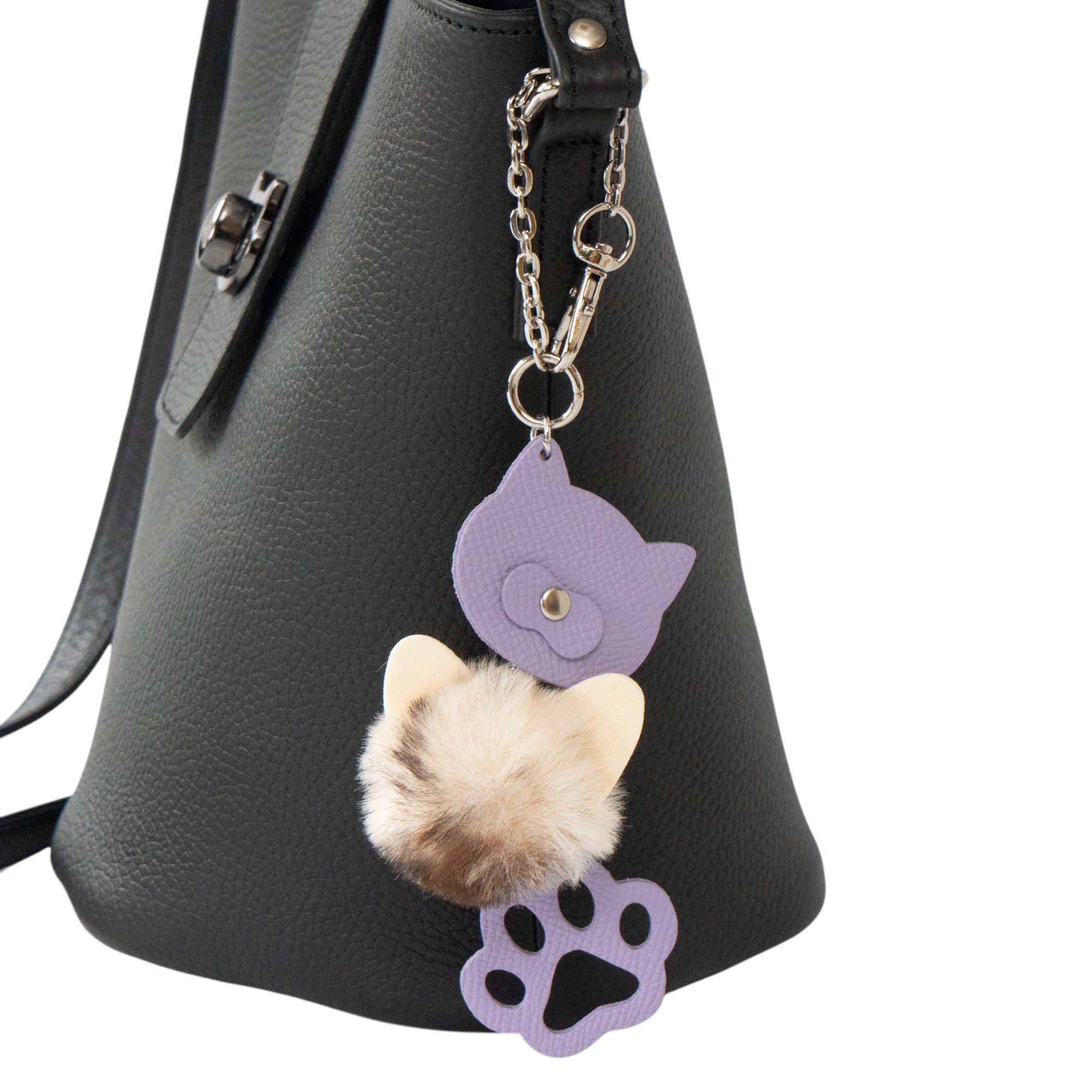 【数量限定】ショルダーバッグ・PAW  ノベルティーチャーム付き  /  ブラック [選べるねこ金具]