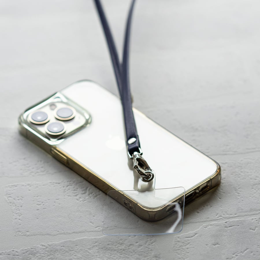 [6th Anniversary Sale] Leather smartphone strap (+ holder) Silver hardware / 122cm