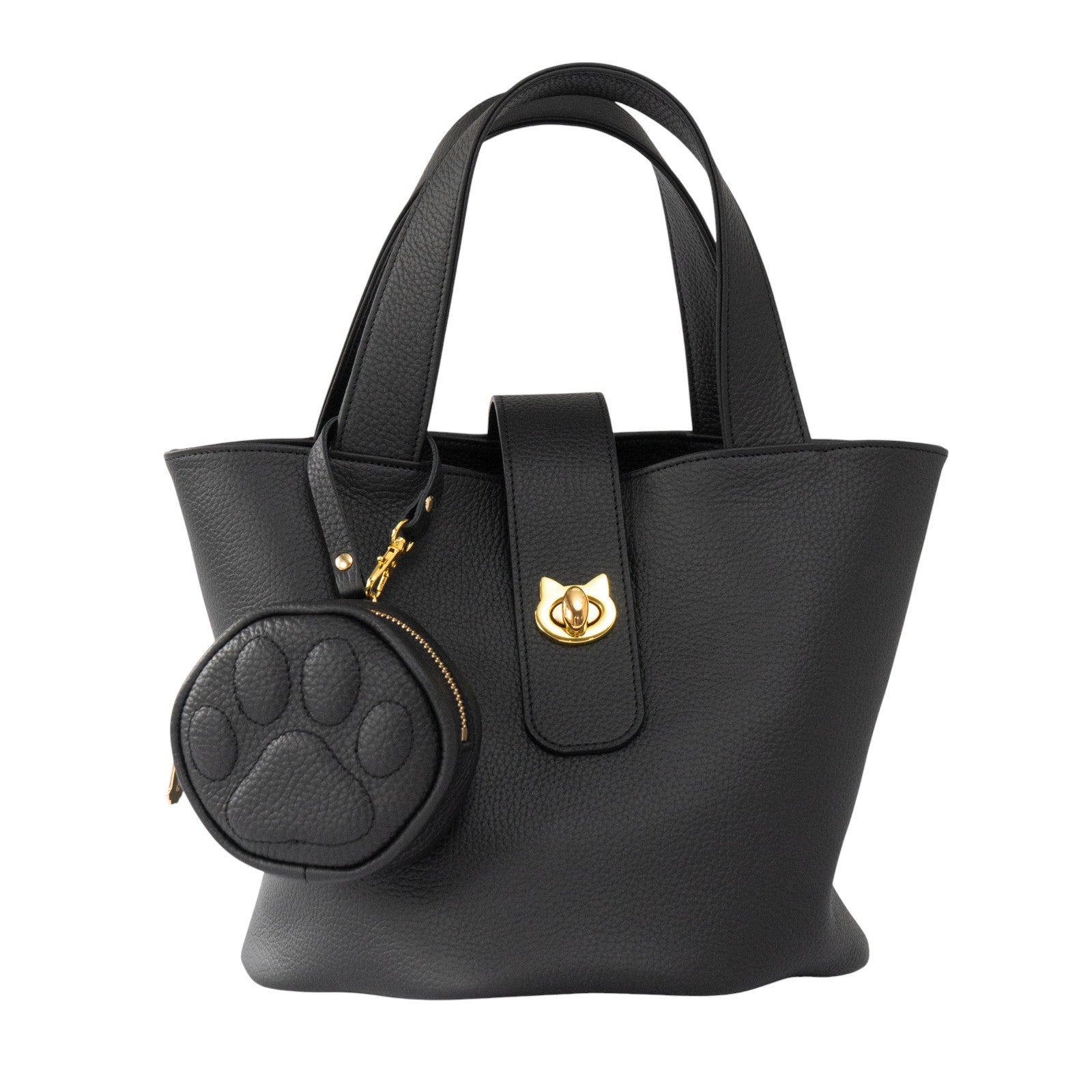 PAWチャームポーチ　キュイール　マッシュ  /  ブラック