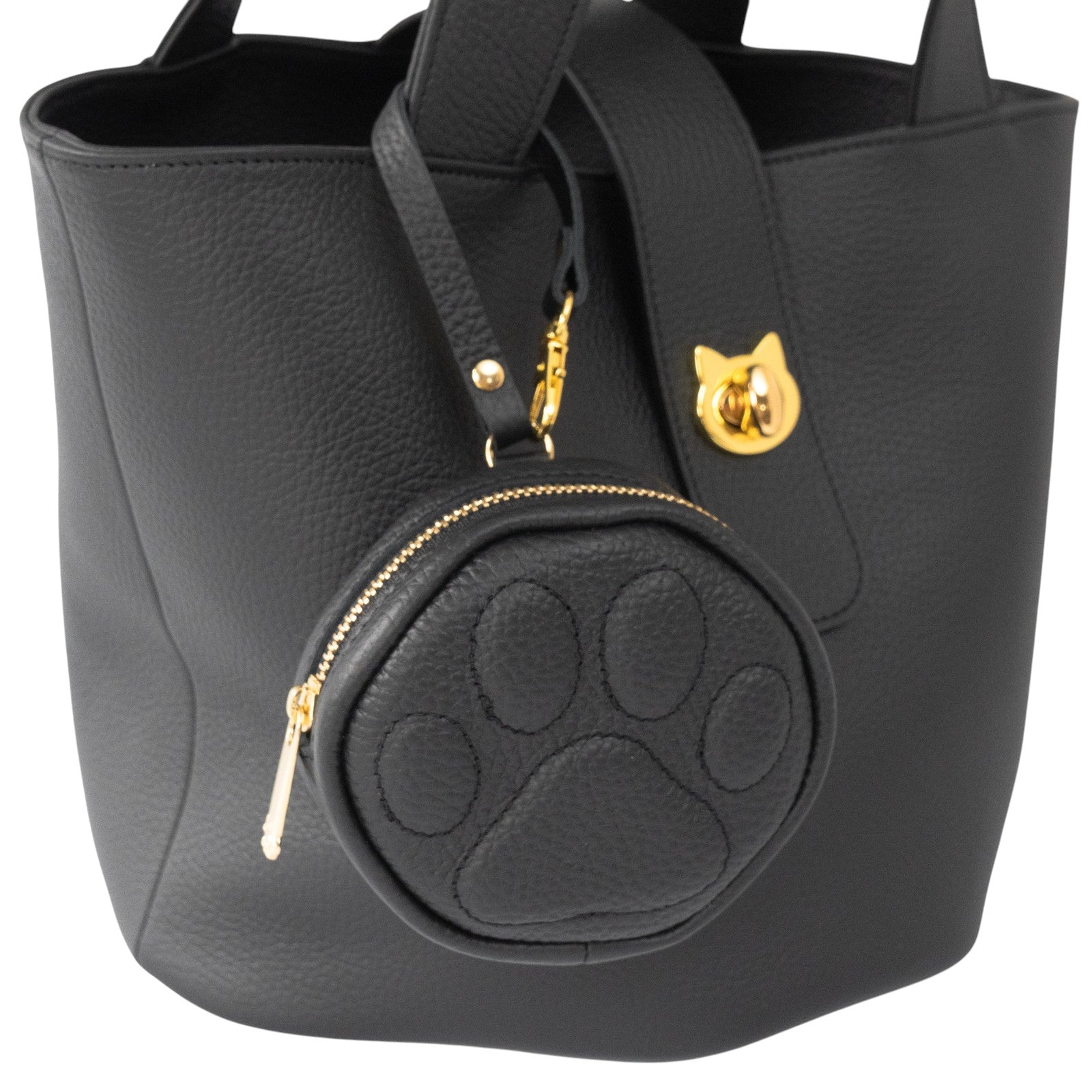 PAWチャームポーチ　キュイール　マッシュ  /  ブラック