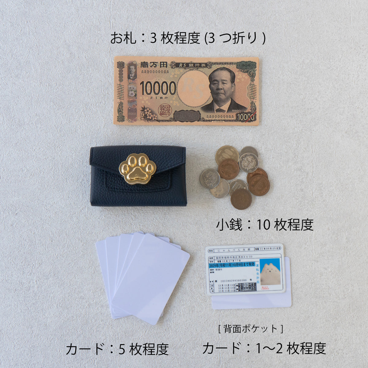 [Made-to-order: 10/23 (Fri) 22:00 – 10/26 (Mon)] Small Multi-case: Meowver Mini Cuir Mâche / Bleu Nuit