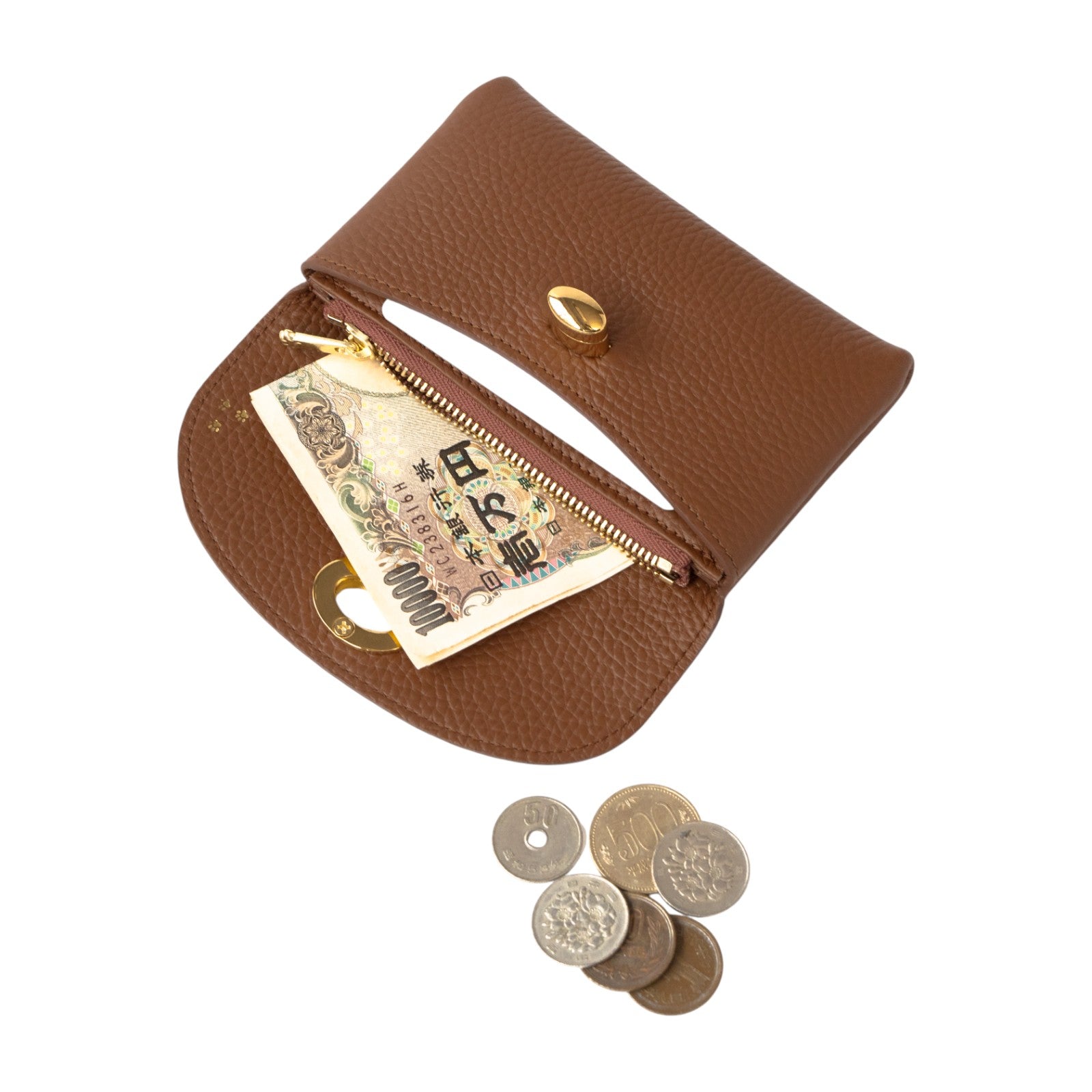 フラップウォレット・フルーニャ ミディアム　キュイール・マッシュ / キャメル