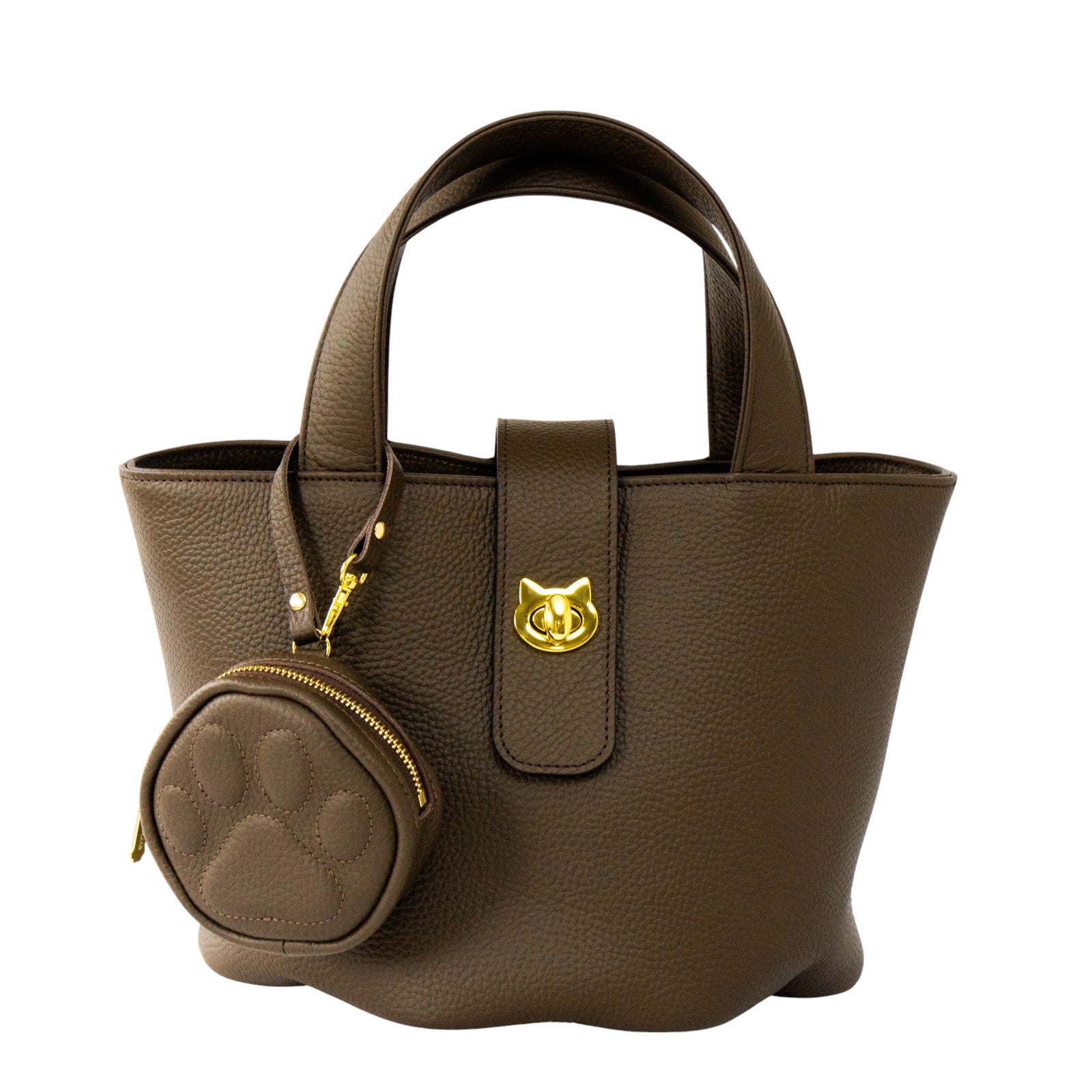 PAWチャームポーチ　キュイール　マッシュ  /  チョコ