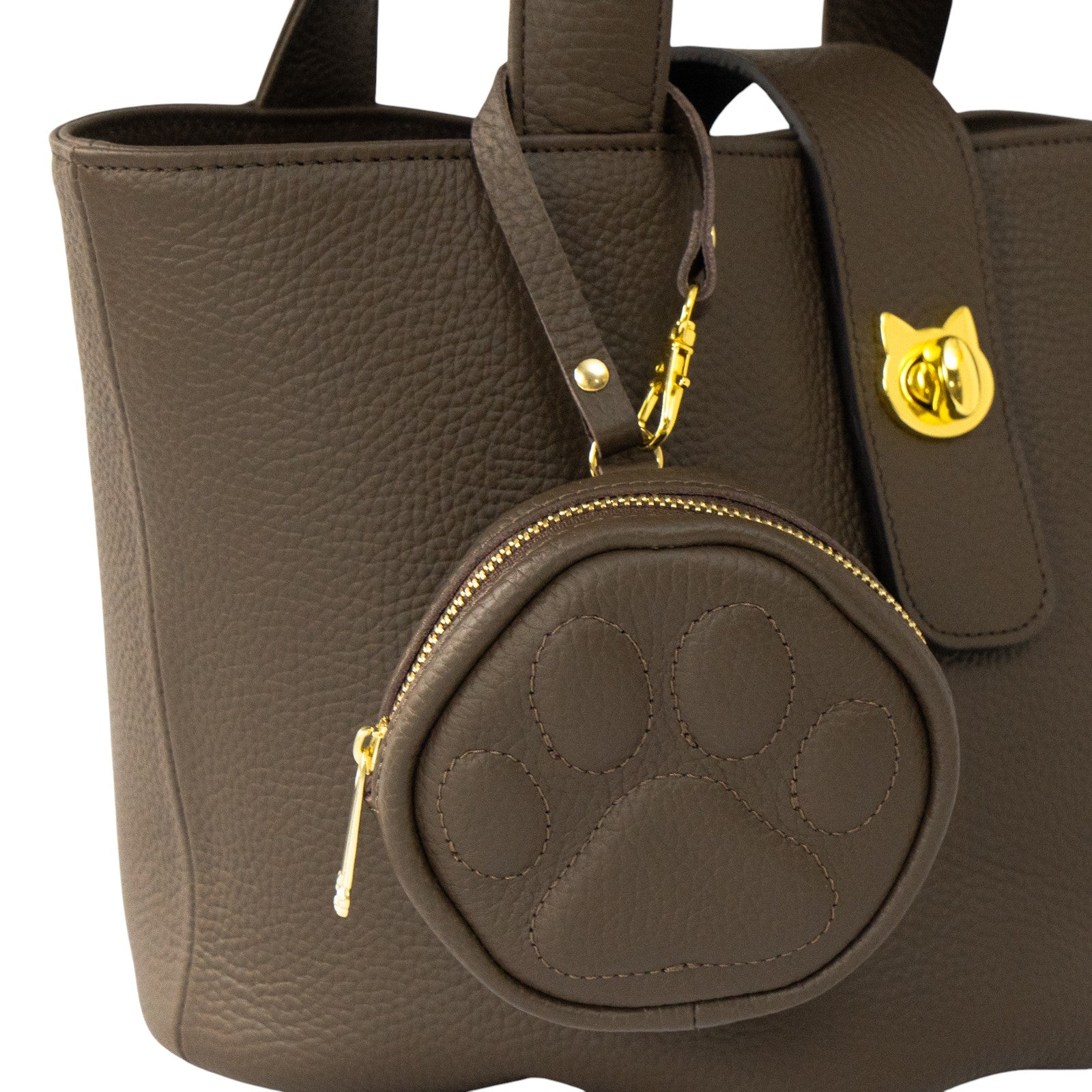 PAWチャームポーチ　キュイール　マッシュ  /  チョコ