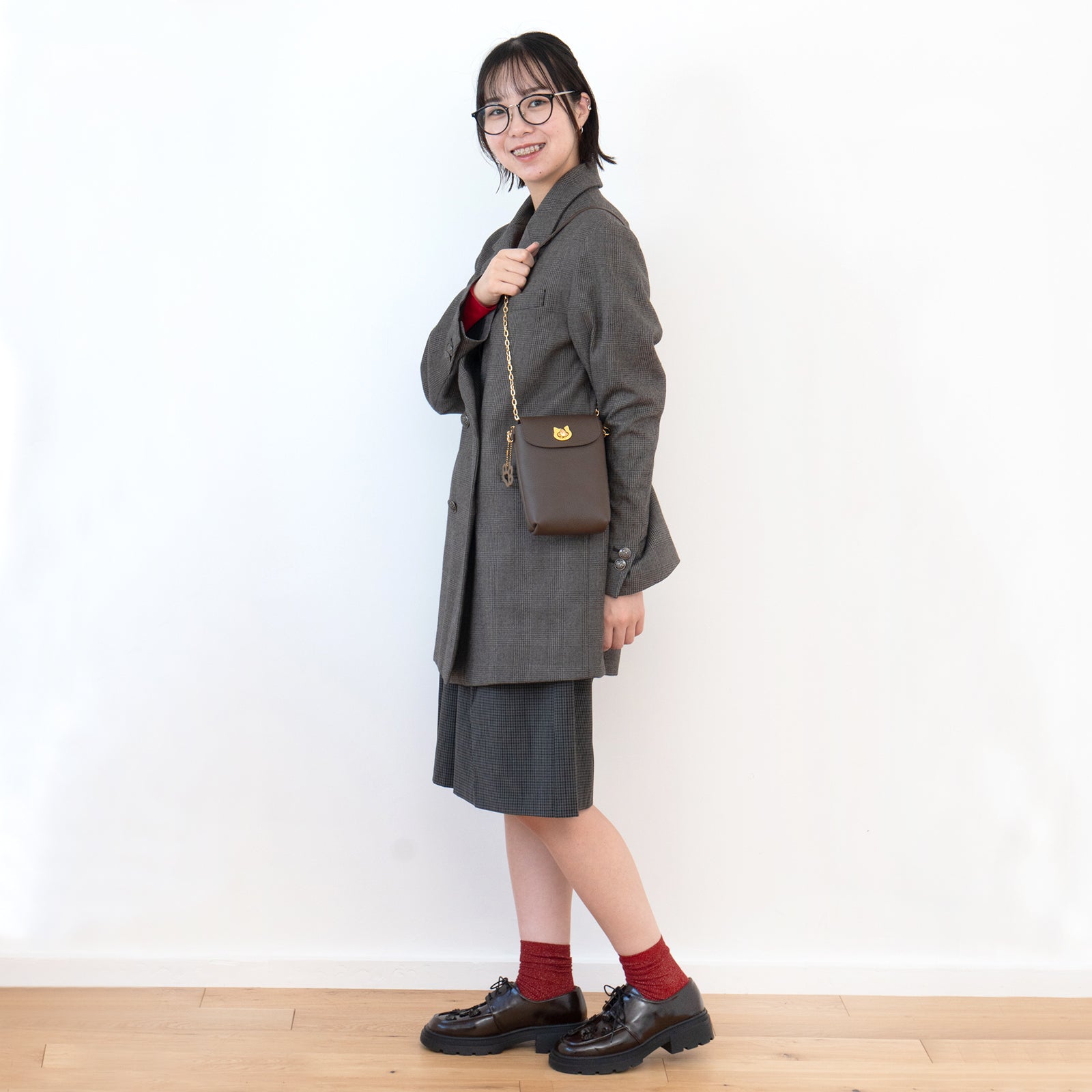 フルーニャスマホポシェット   キュイール・マッシュ  /  チョコ