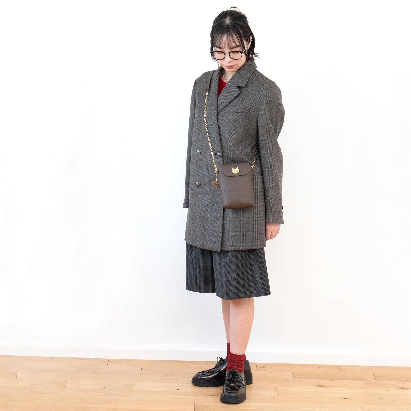 フルーニャスマホポシェット   キュイール・マッシュ  /  チョコ