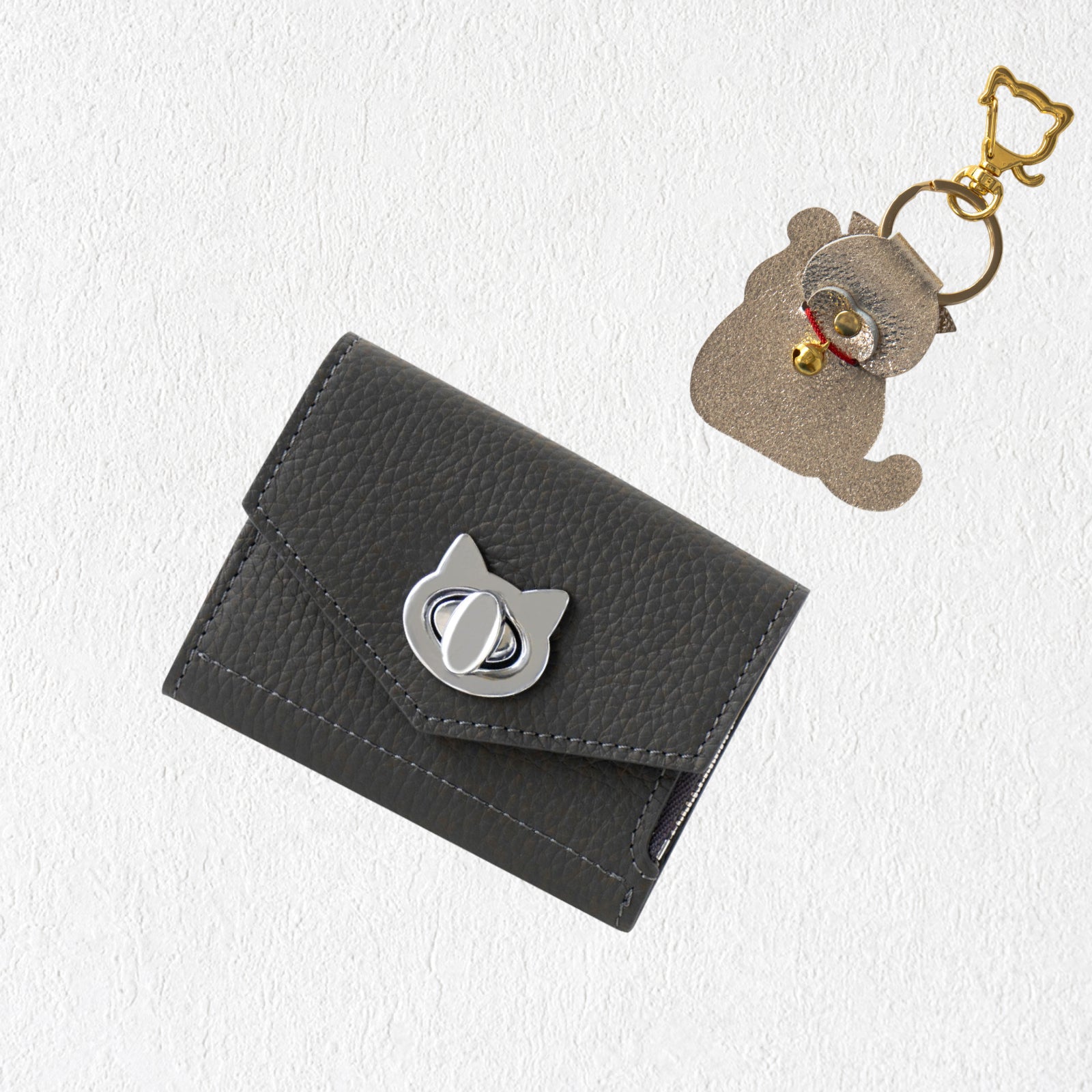 　【数量限定】ハンディウォレット・ニャペラ   招き猫チャーム付きSET /  グラファイト