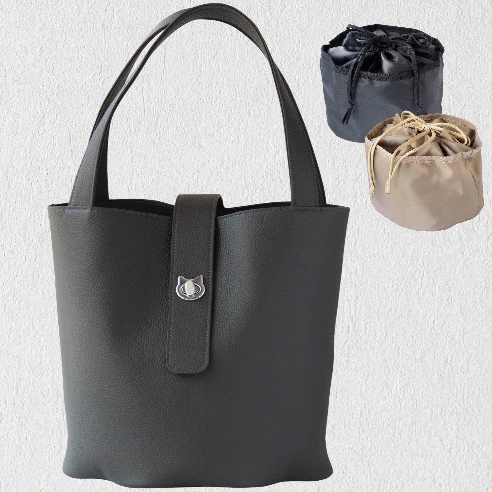 【数量限定】【5/15(金)22:00～21(木)】バケットバッグ・PAW グランデ   選べる [PAW in BAG] 付き  /  グラファイト