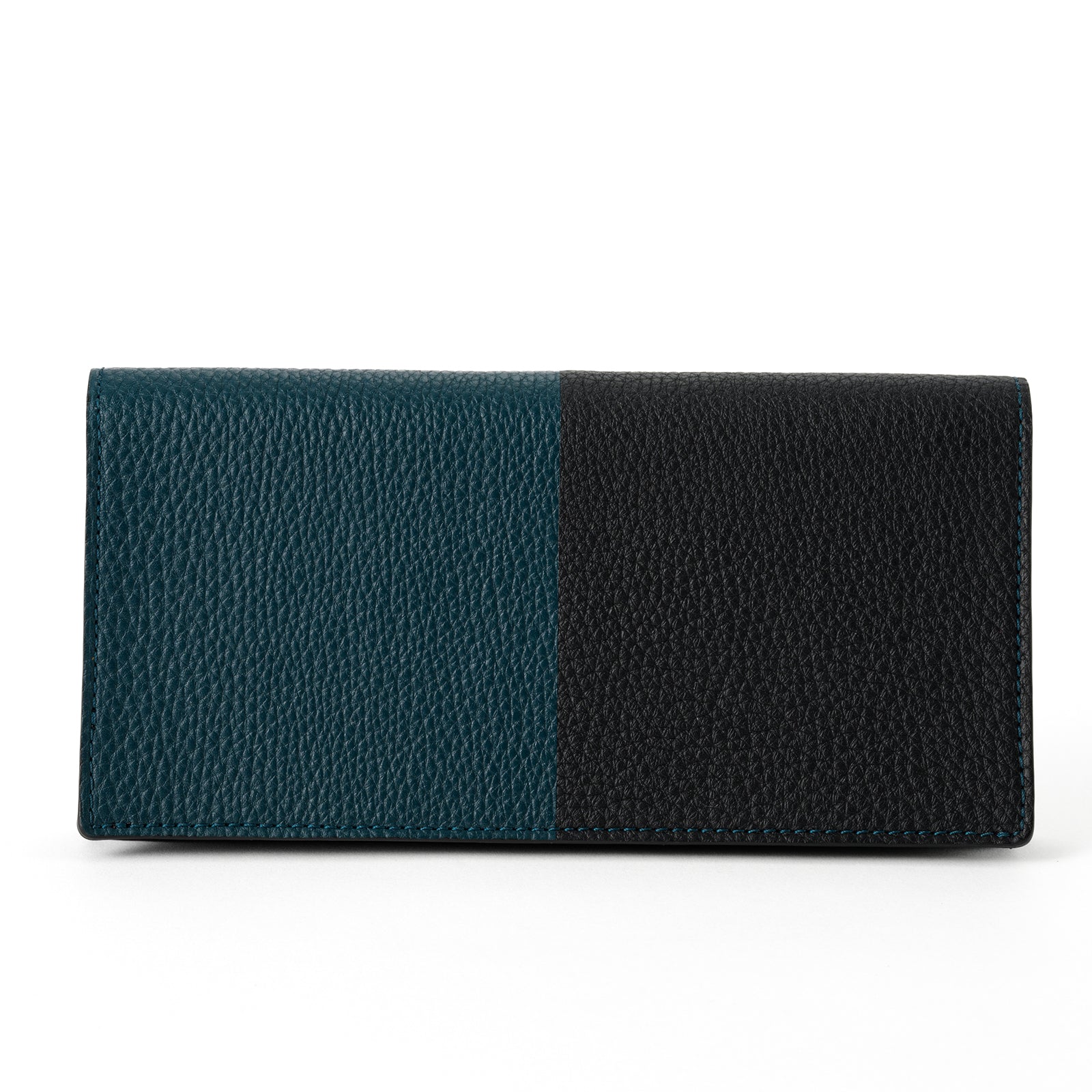 Bicolor gusset long wallet Togo leather