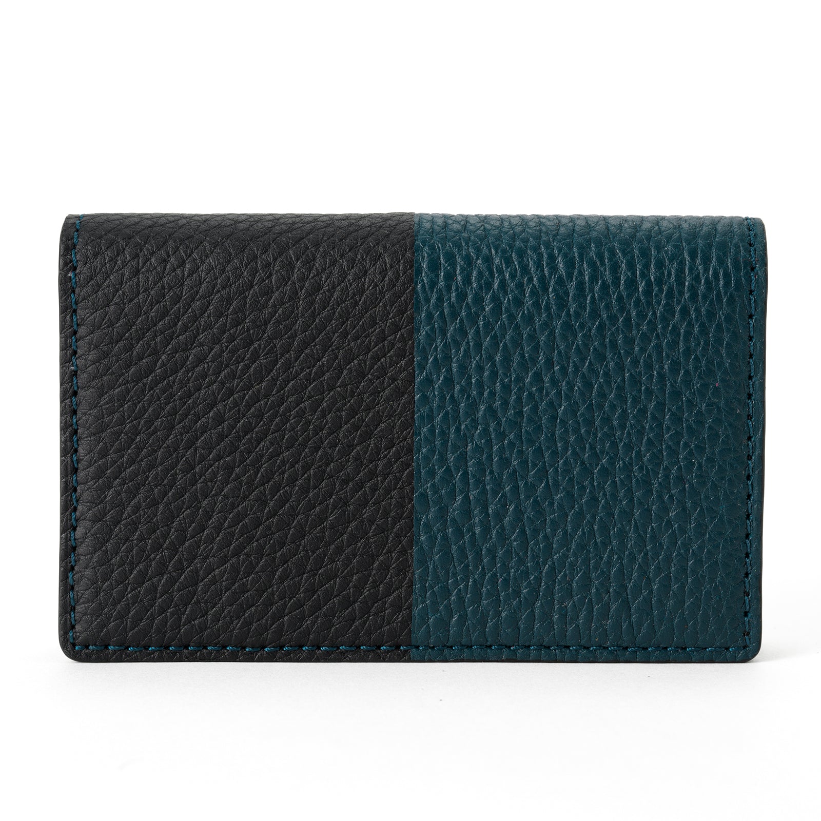 Bicolor through gusset business card holder Togo leather