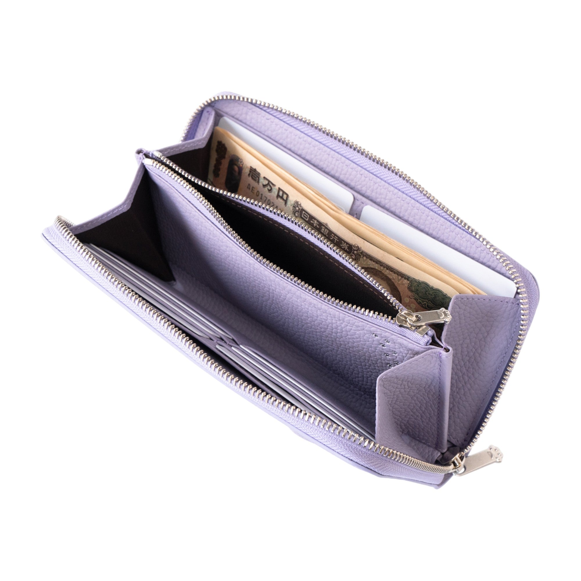 PAWラウンドファスナー長財布   キュイール・マッシュ  /  ラベンダー