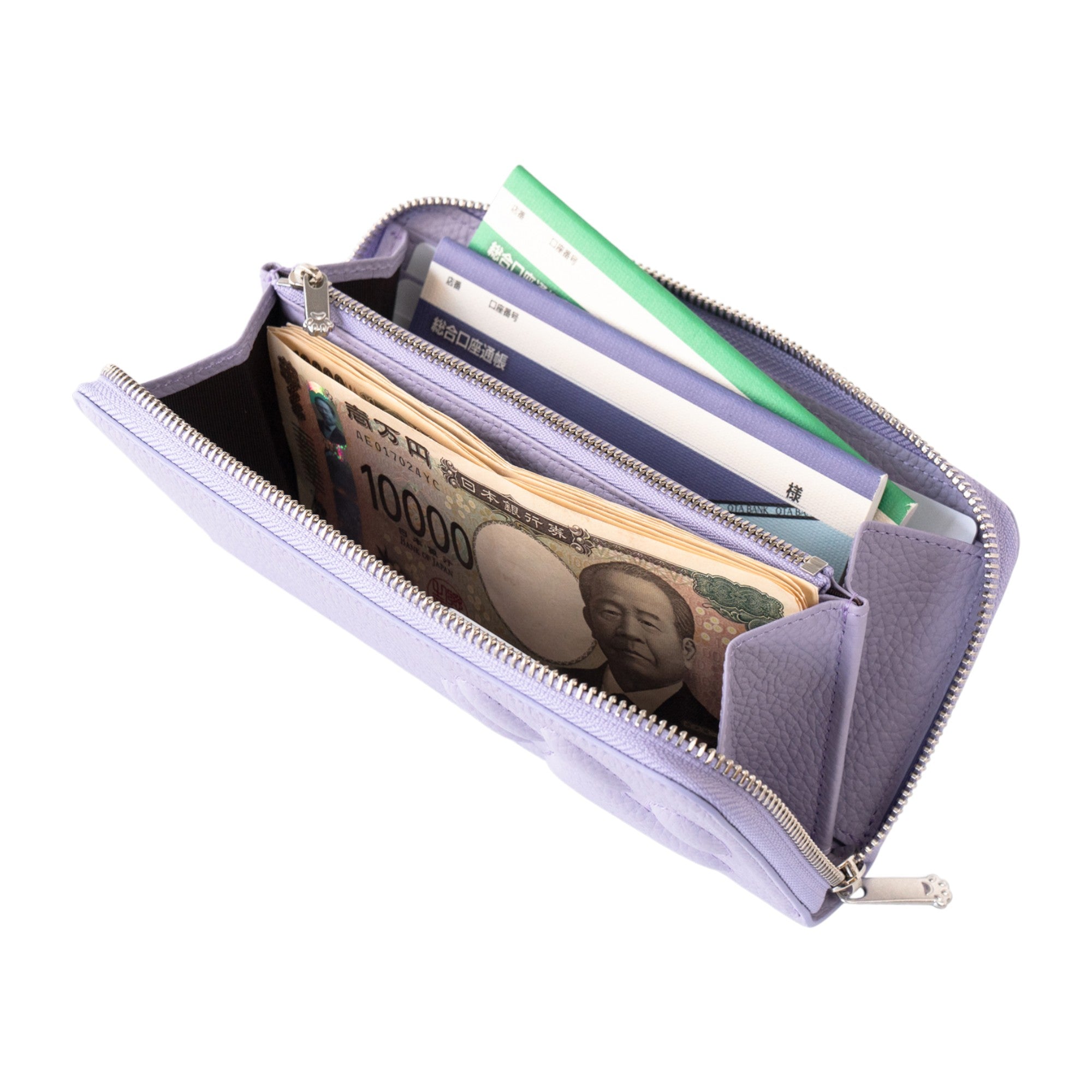 PAWラウンドファスナー長財布   キュイール・マッシュ  /  ラベンダー