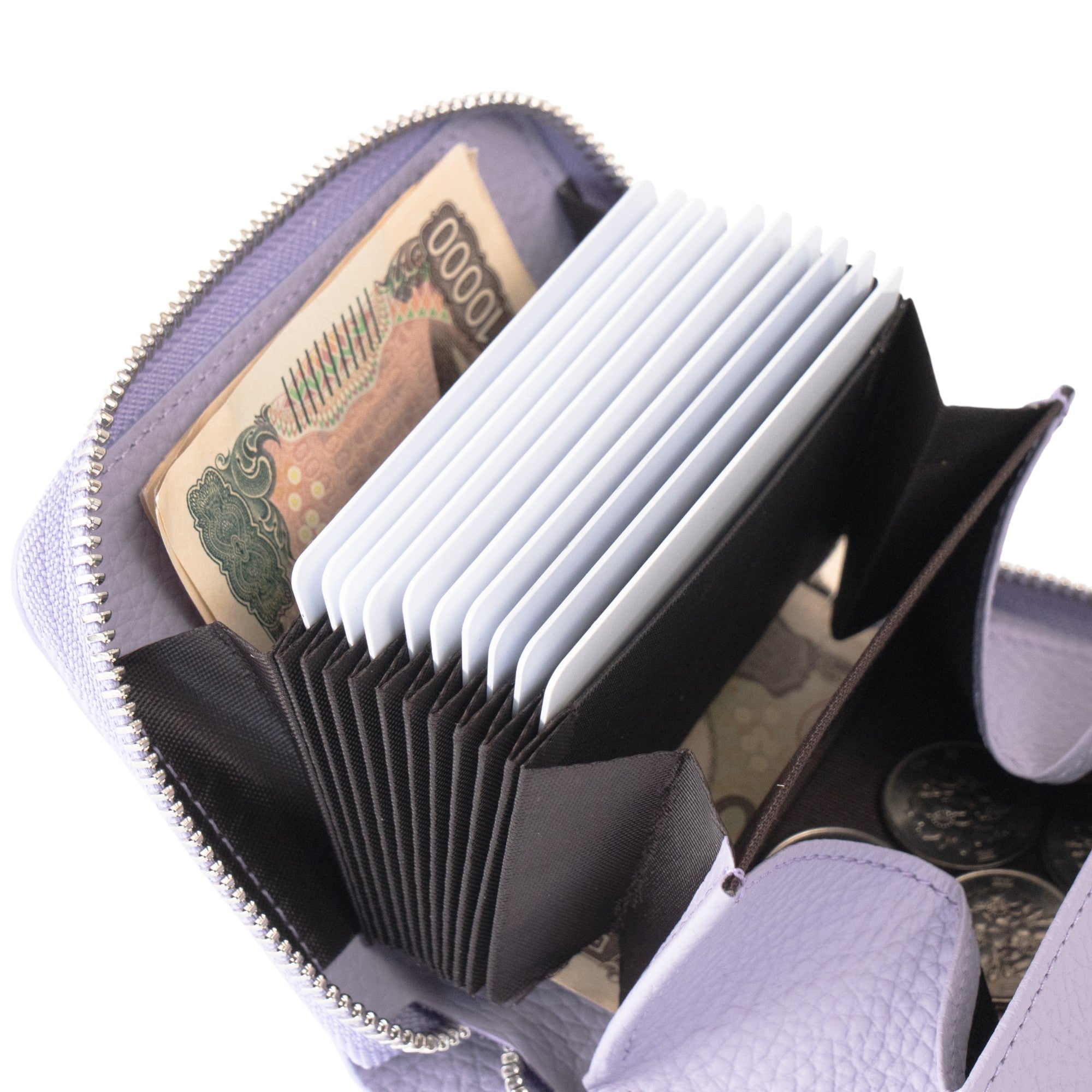 PAWラウンドファスナーミドル財布    キュイール・マッシュ  /  ラベンダー