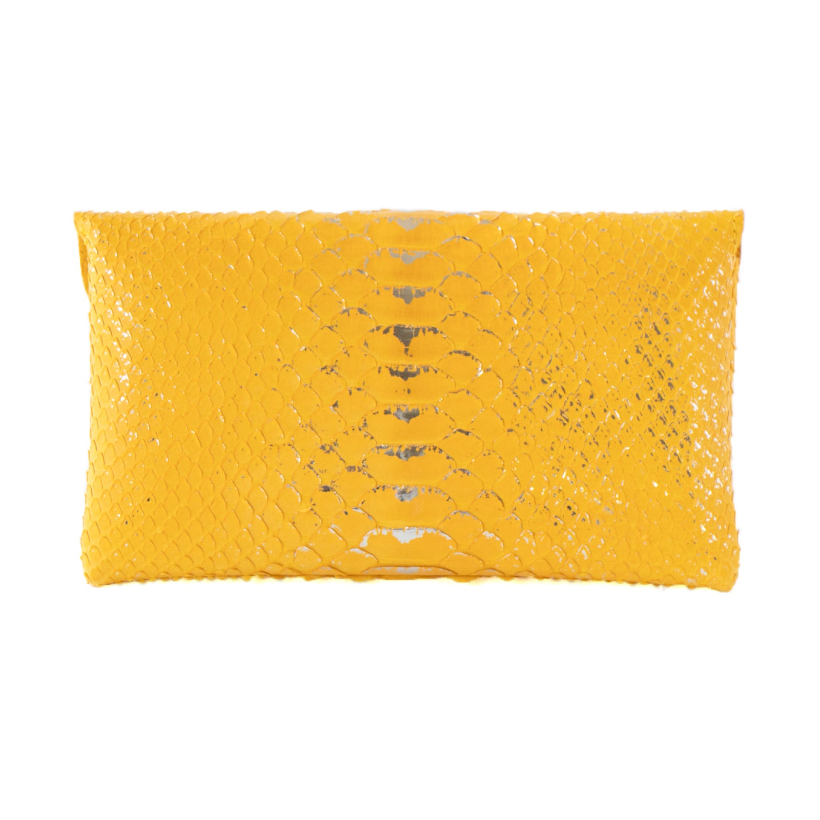 [Year-end Thanksgiving Sale] Flap Wallet Fleur Long Foil Python / Silver Yellow 