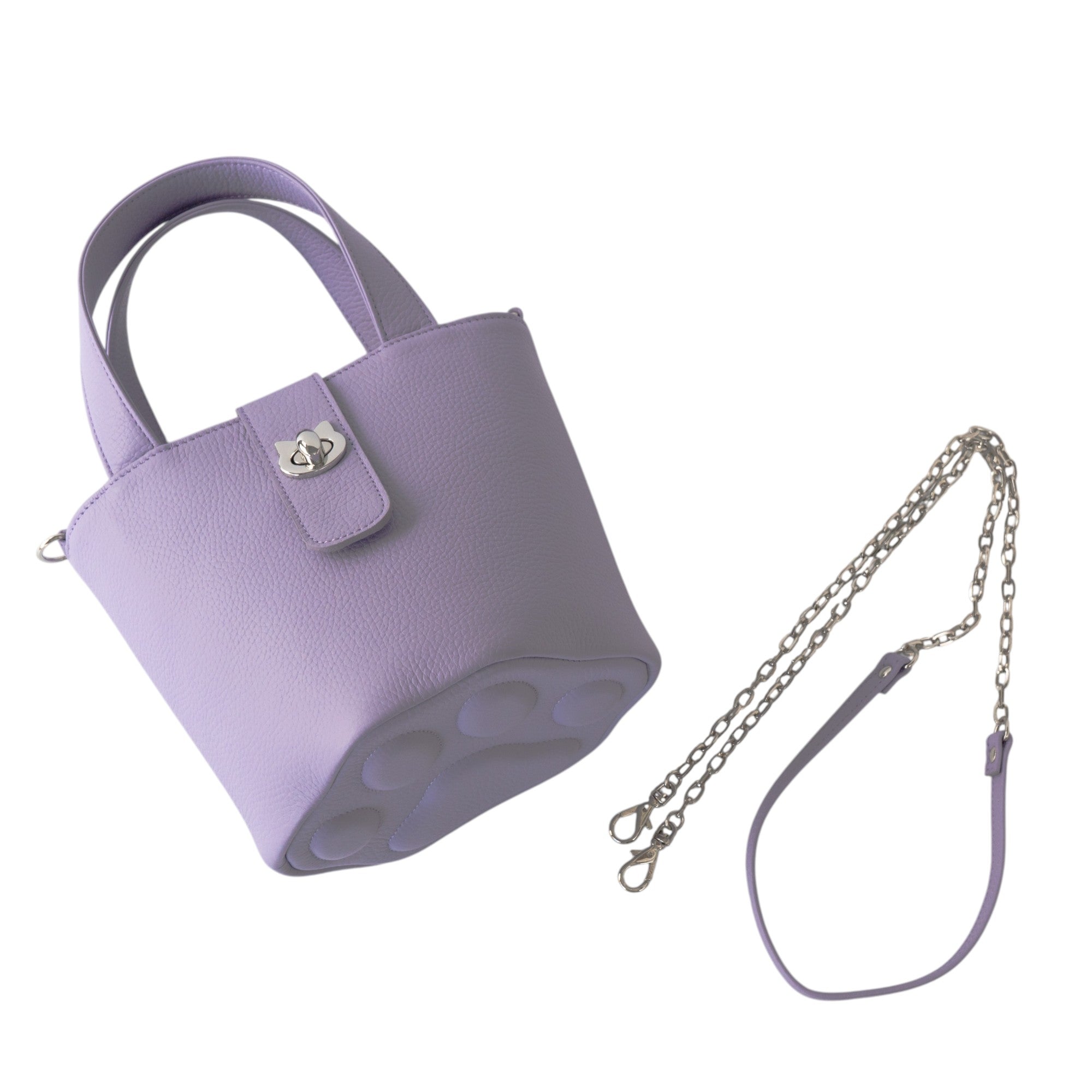 【3/20(金)20:00～ 数量限定】【さくらねこの日特別SET】チェーンショルダー付きミニバッグ・PAW  (パウ)   さくらねこチャームSET  / ラベンダー