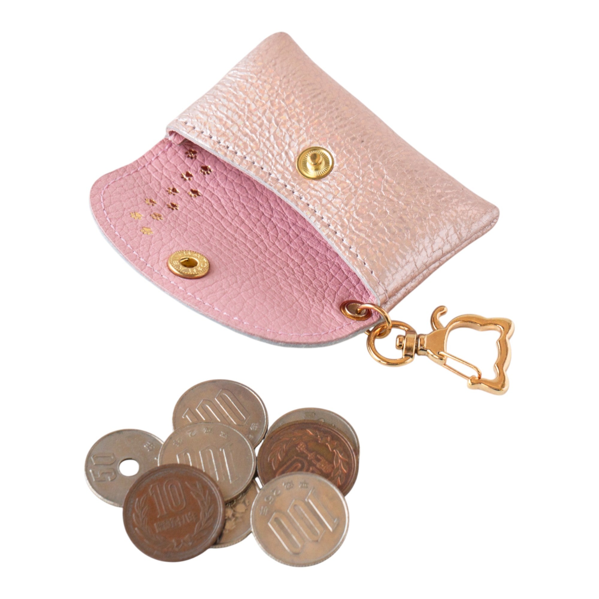 [8/7 (Thu) 22:00 ~ 26-hour limited sale] Frunya Nano Prism Leather Flap Key Ring / Aurora Pink